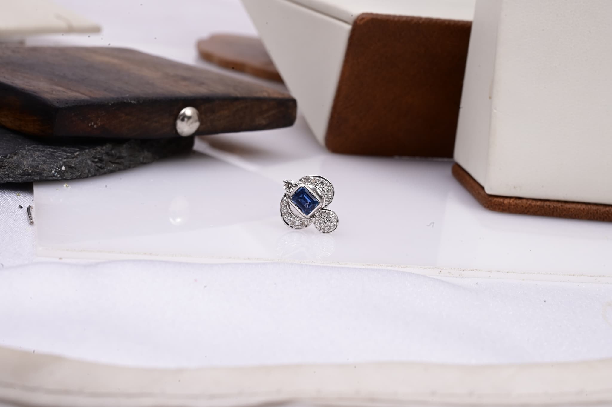 Royal Sapphire Diamond Designer Stud Earrings