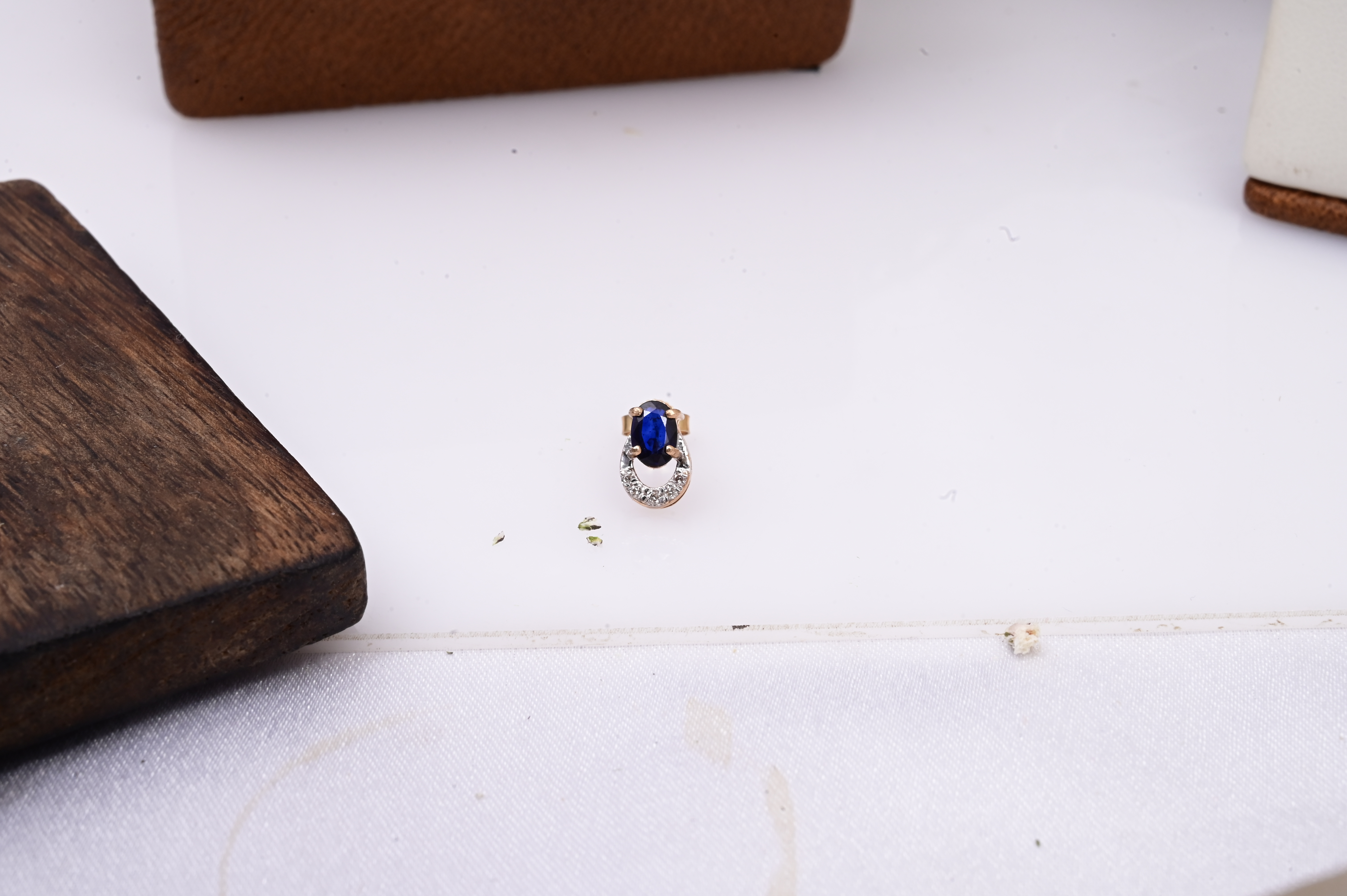 Royal Blue Sapphire Diamond Halo Stud Earrings