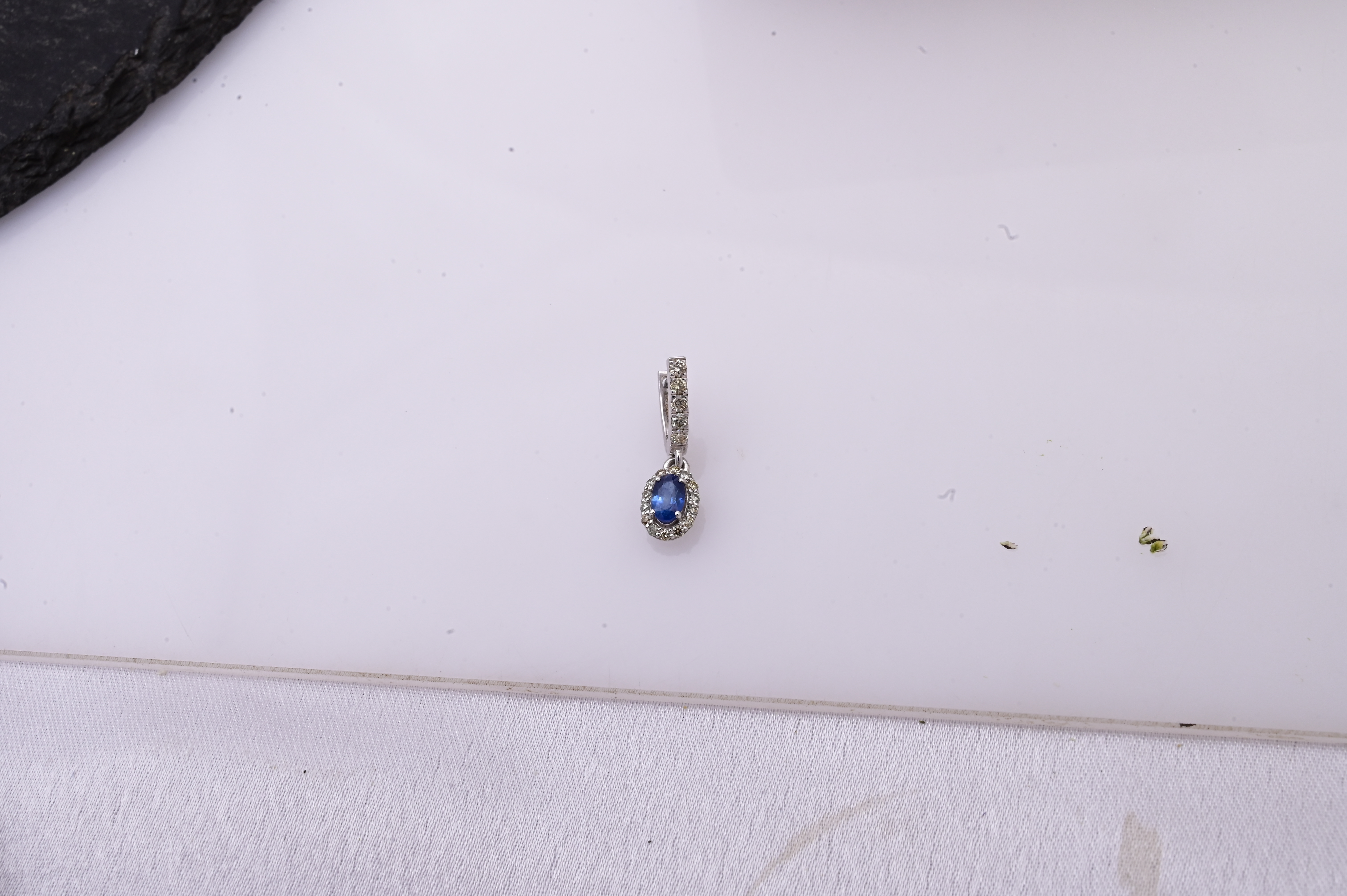 Royal Blue Sapphire Diamond Halo Drop Earrings