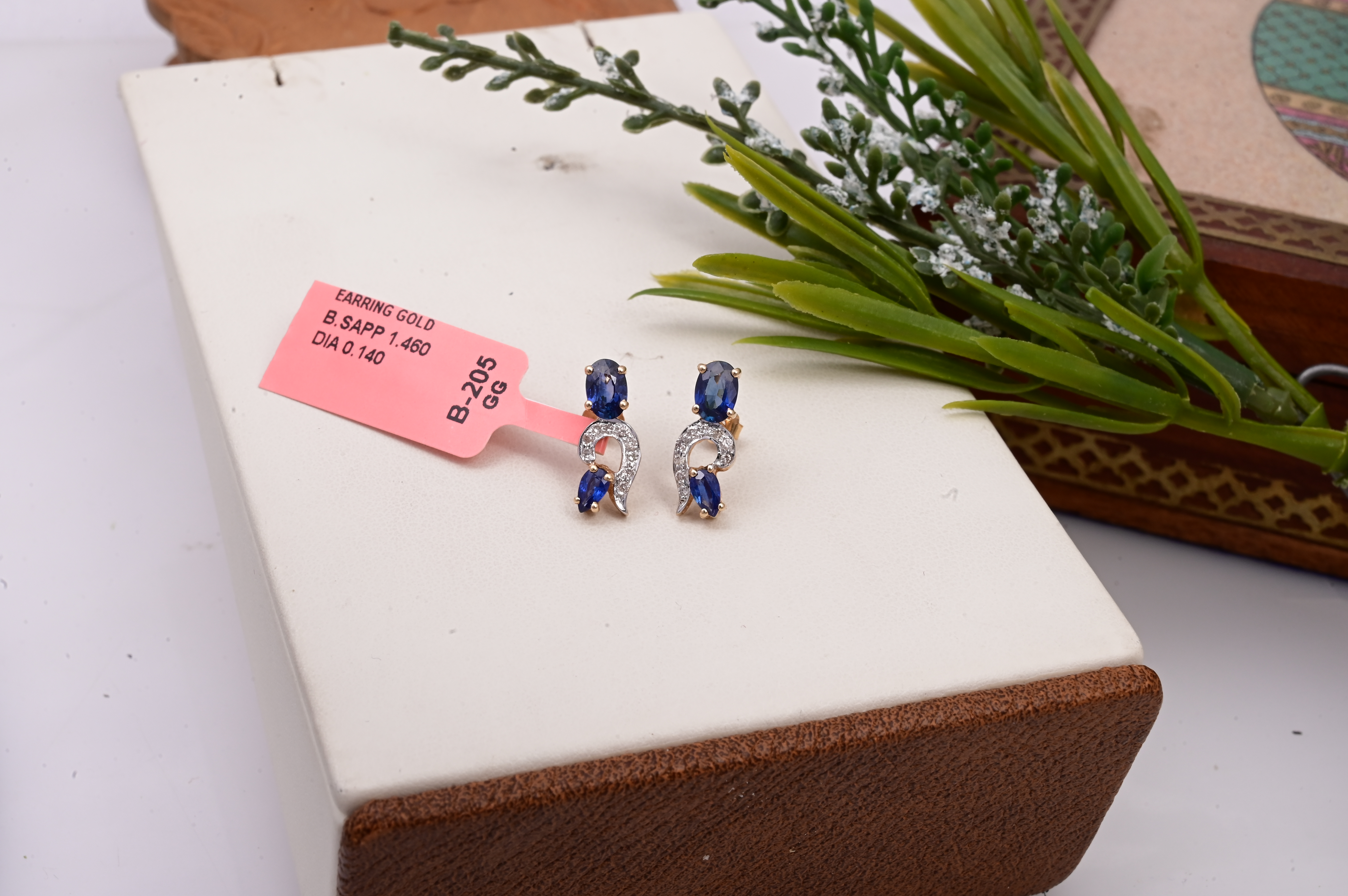 Royal Blue Sapphire Diamond Designer Earrings