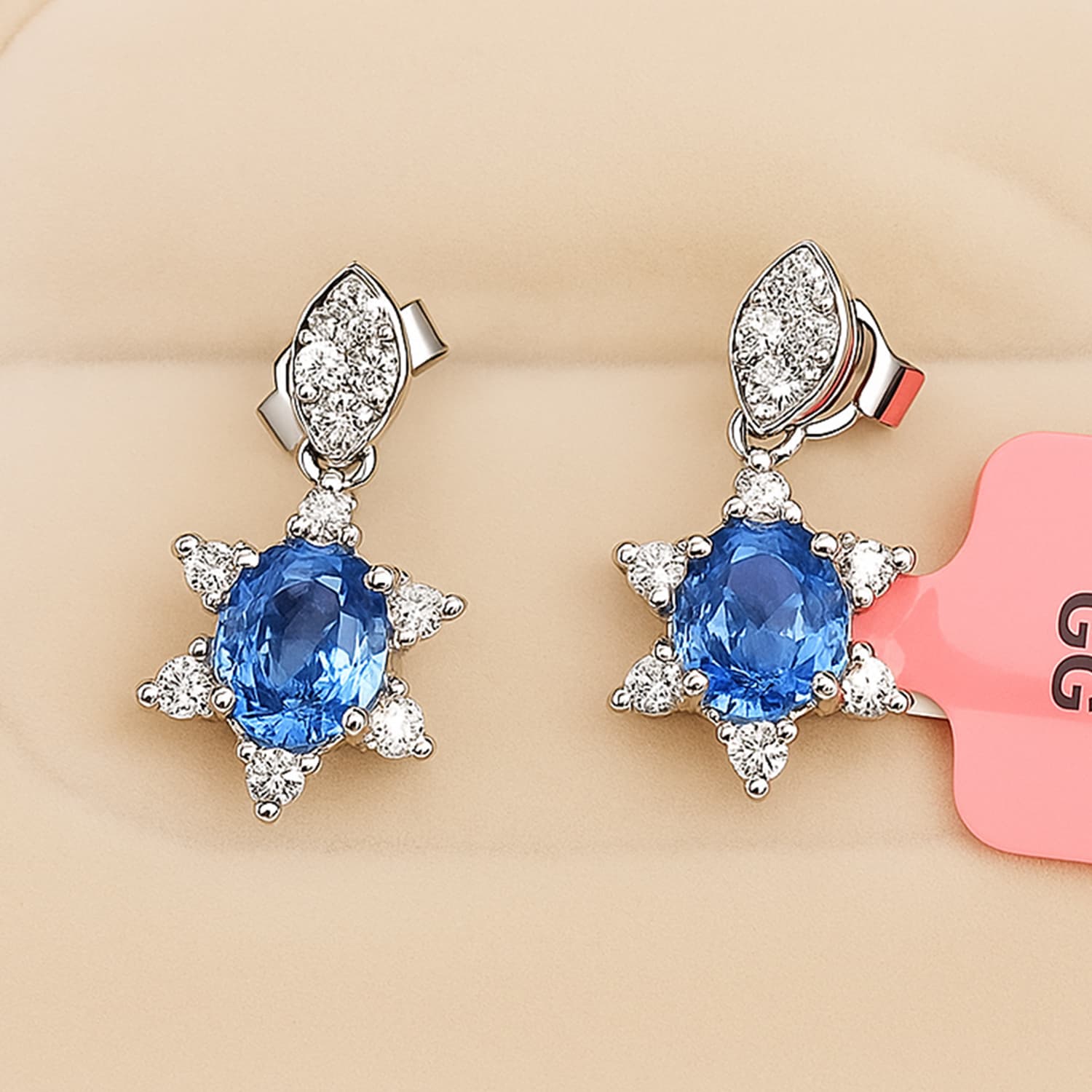 Celestial Blue Sapphire Diamond Star Drop Earrings