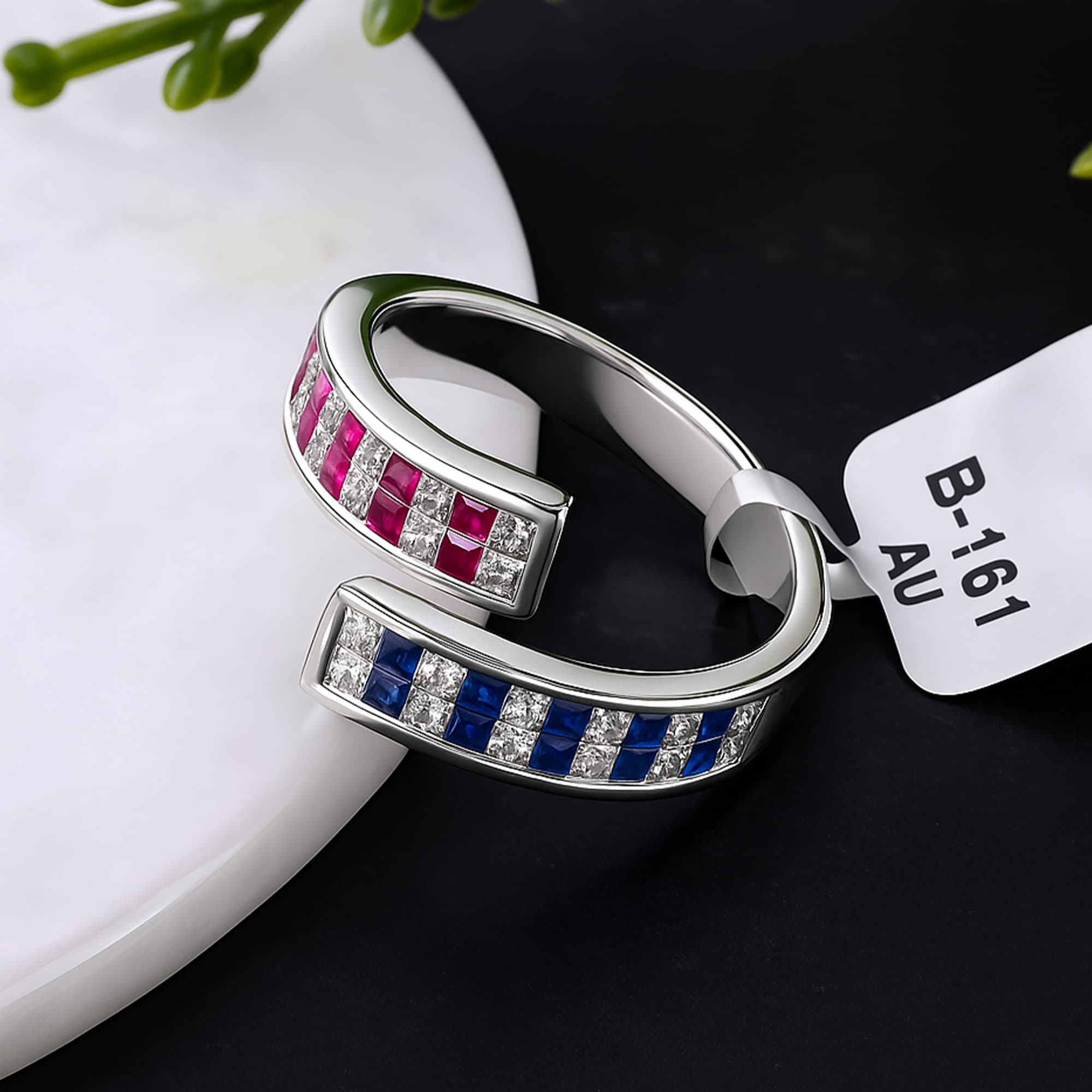 Dual Gem Harmony Open Ring alternate view