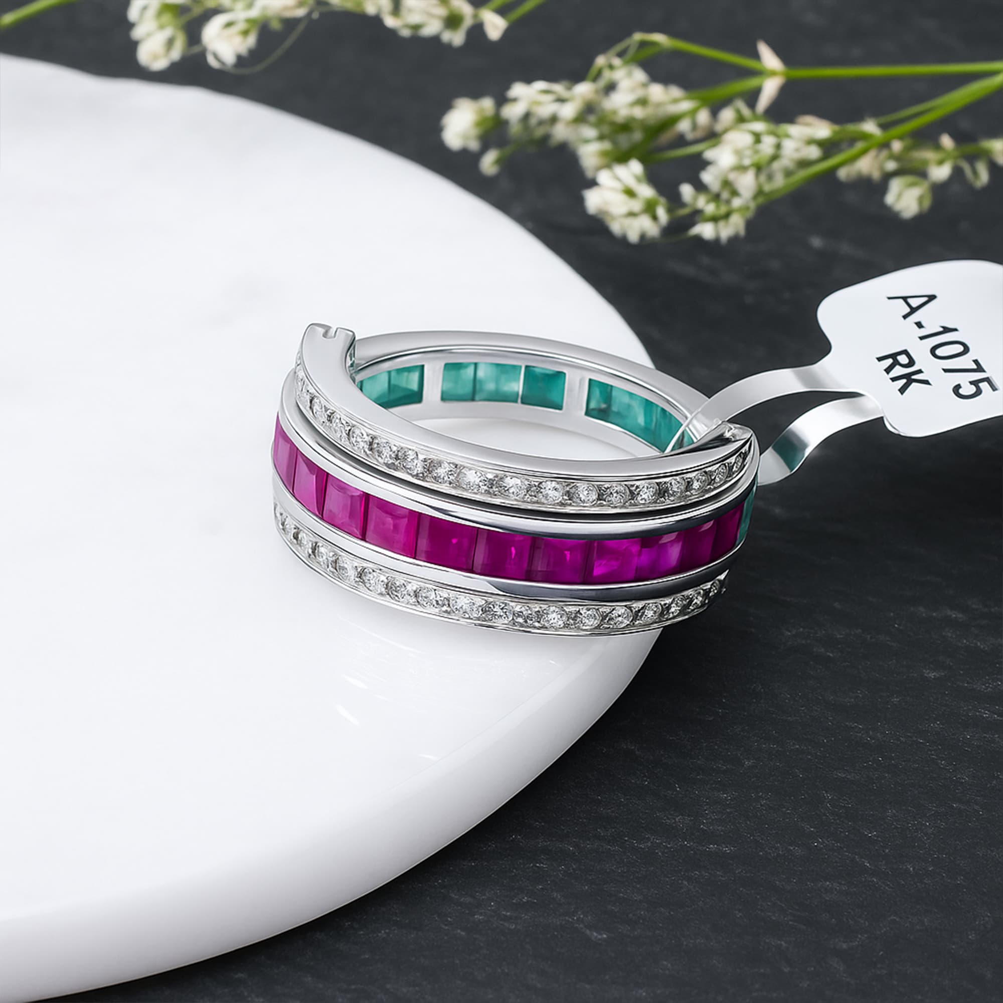 Royal Ruby & Emerald Crossover Ring