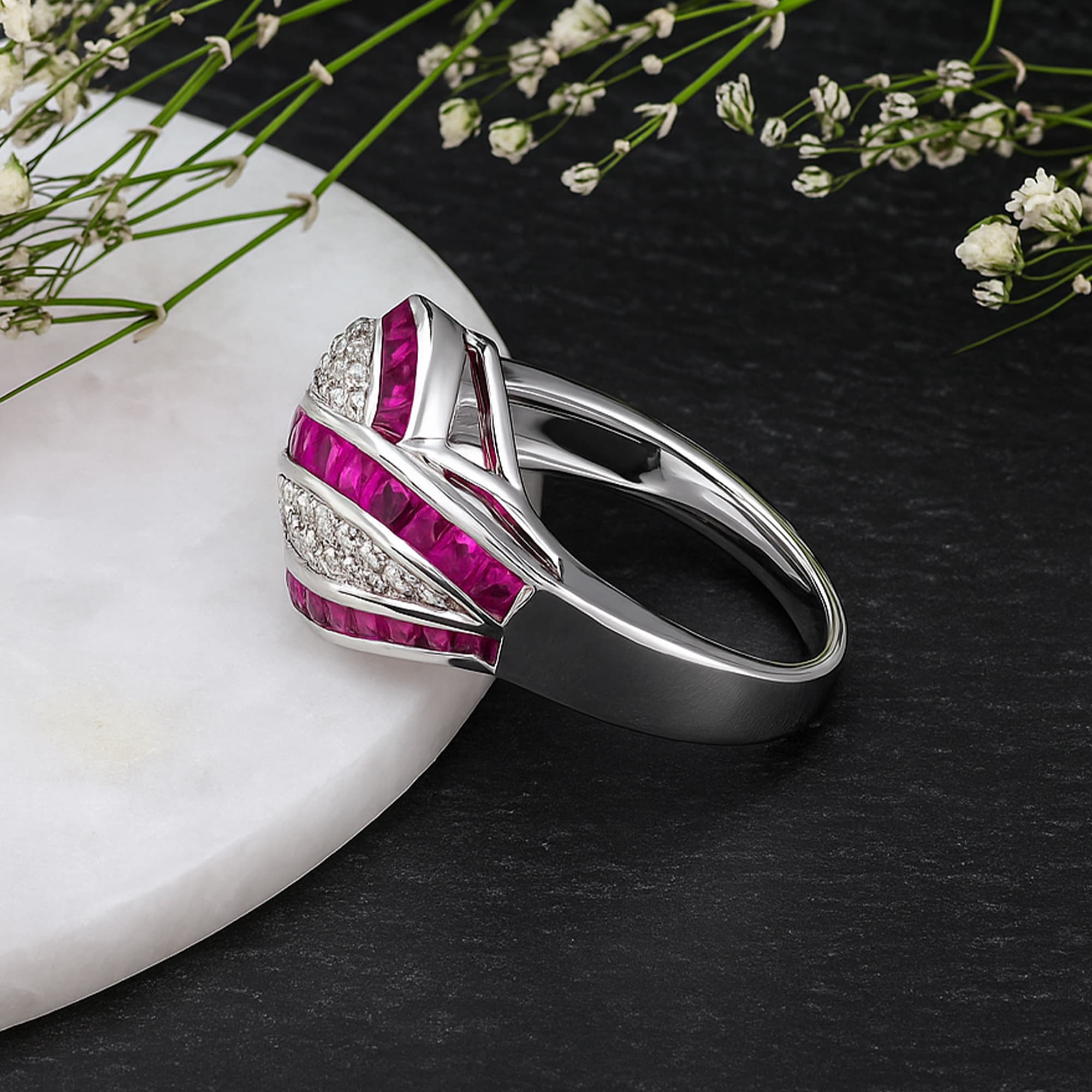 Ruby Wave Diamond Statement Ring alternate view