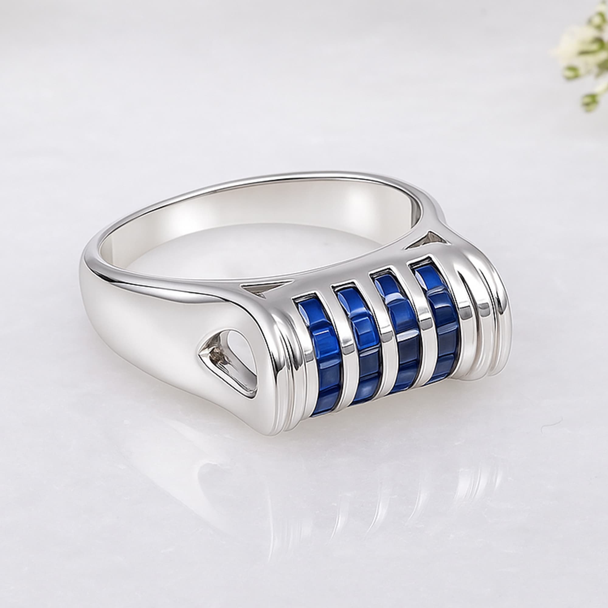 Blue Sapphire Channel Band Ring