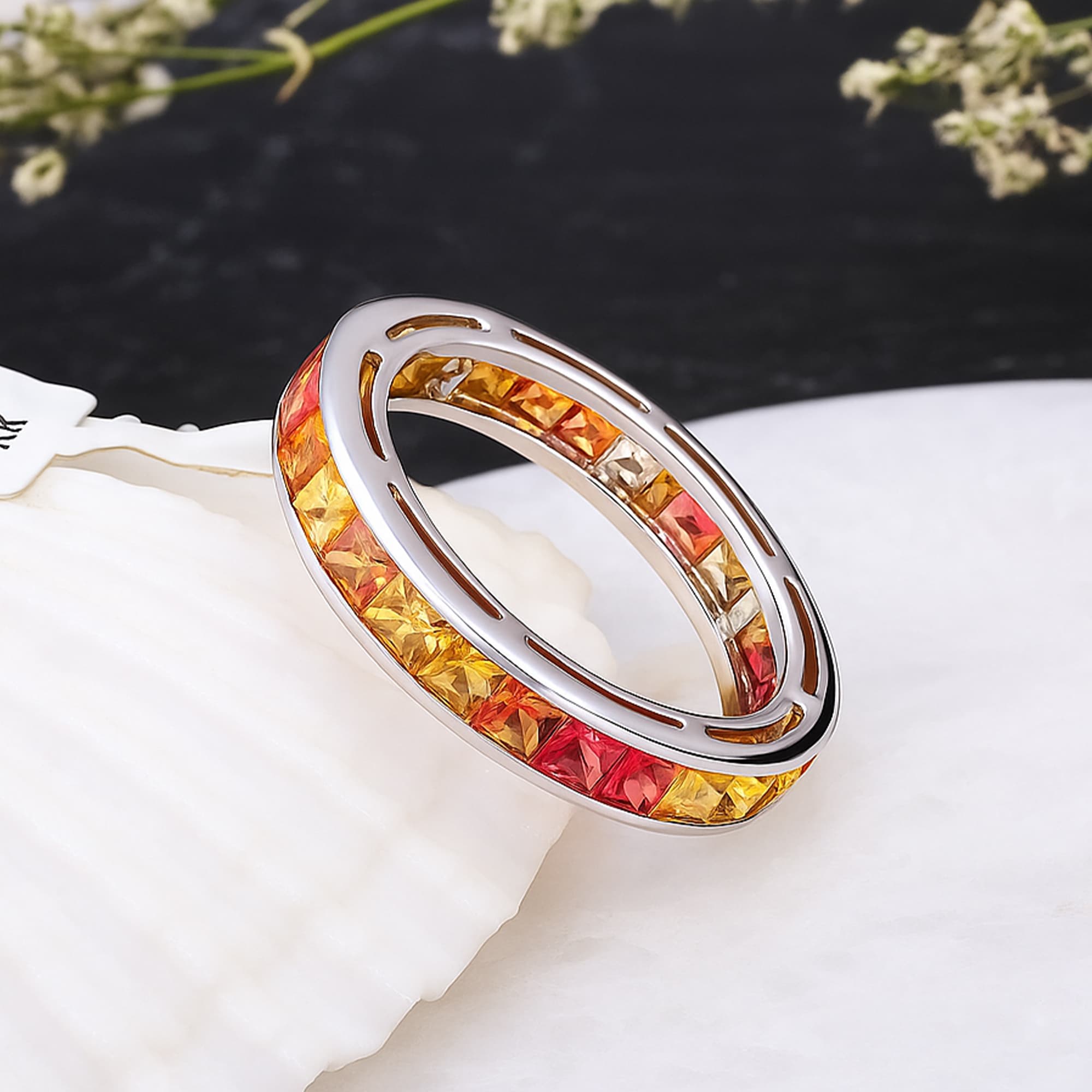 Rainbow Sapphire Eternity Band Ring