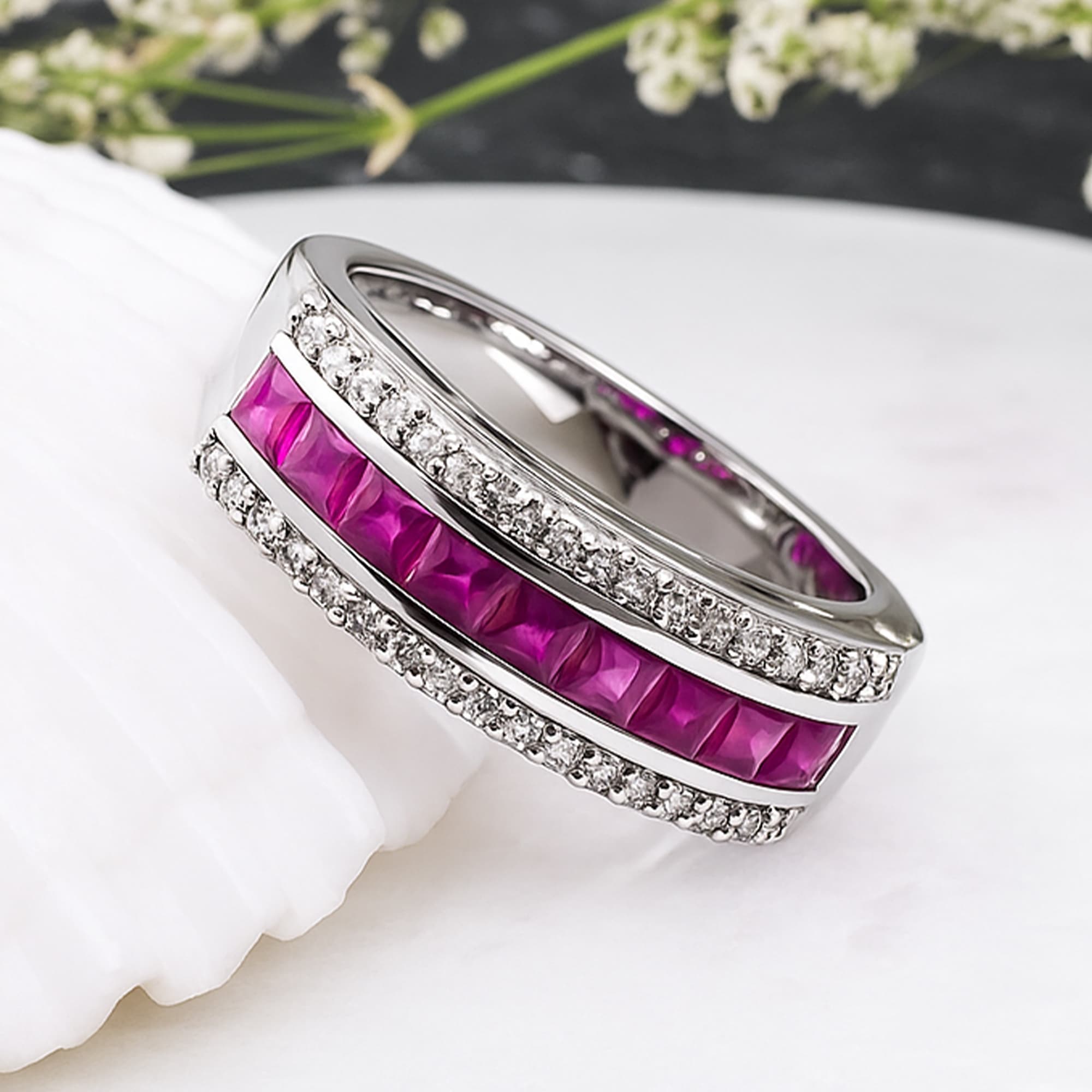 Ruby Channel Set Eternity Band Ring