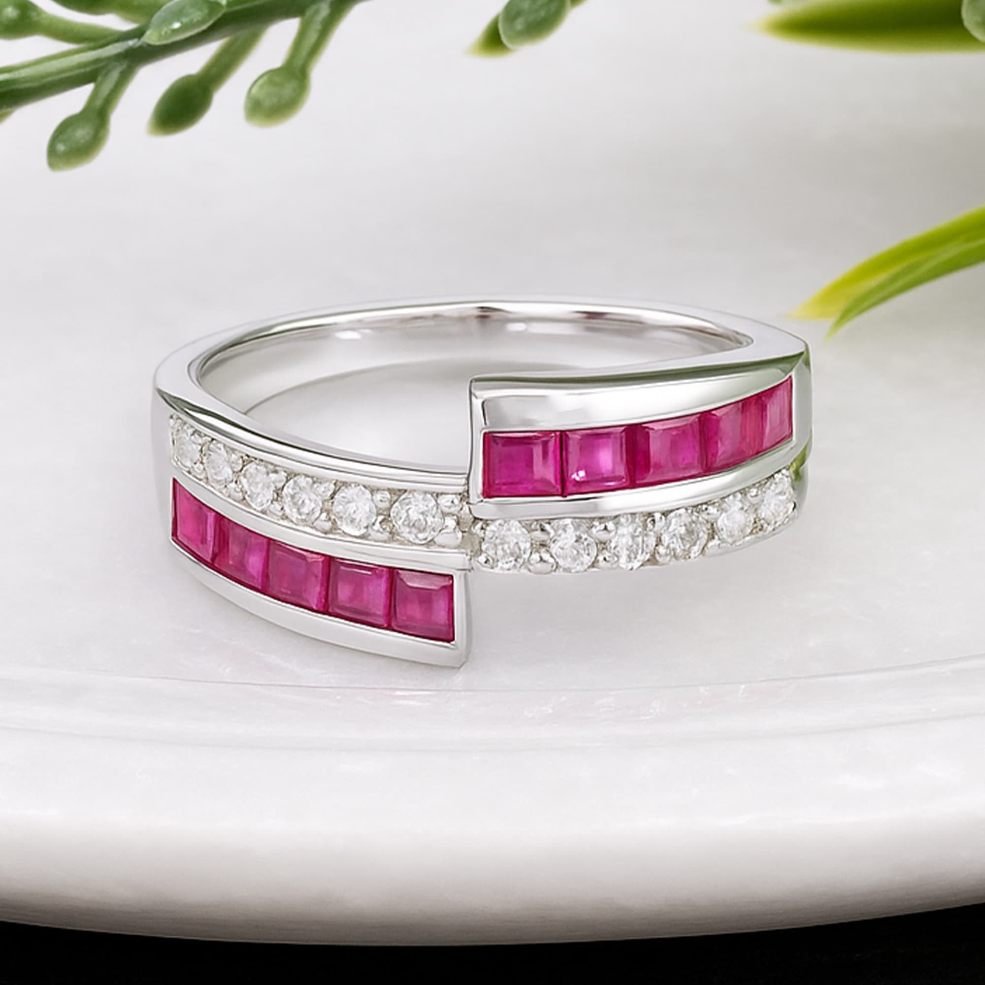 Ruby Diamond Open Cuff Ring