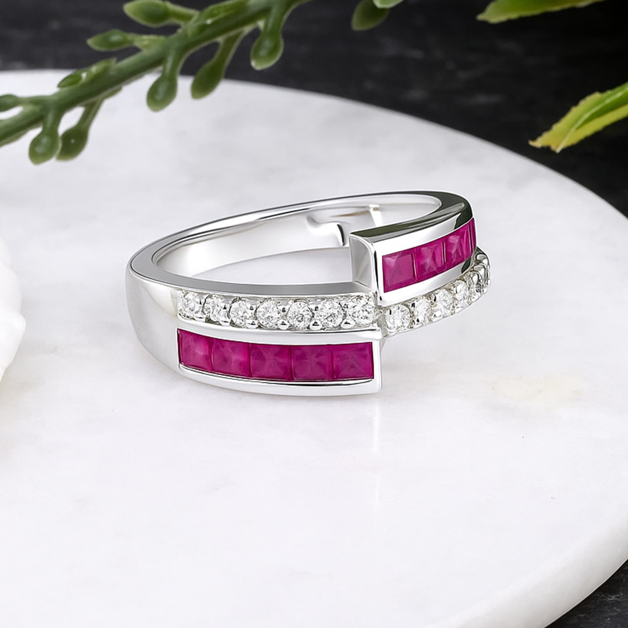 Ruby Diamond Open Cuff Ring alternate view