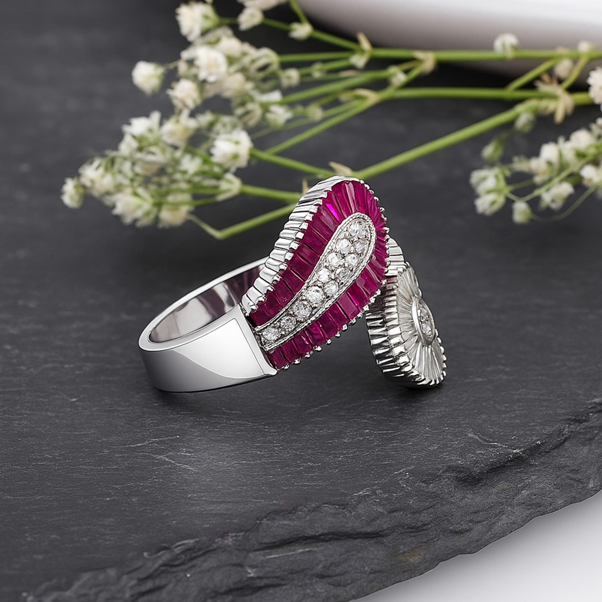 Imperial Paisley Ruby Diamond Ring