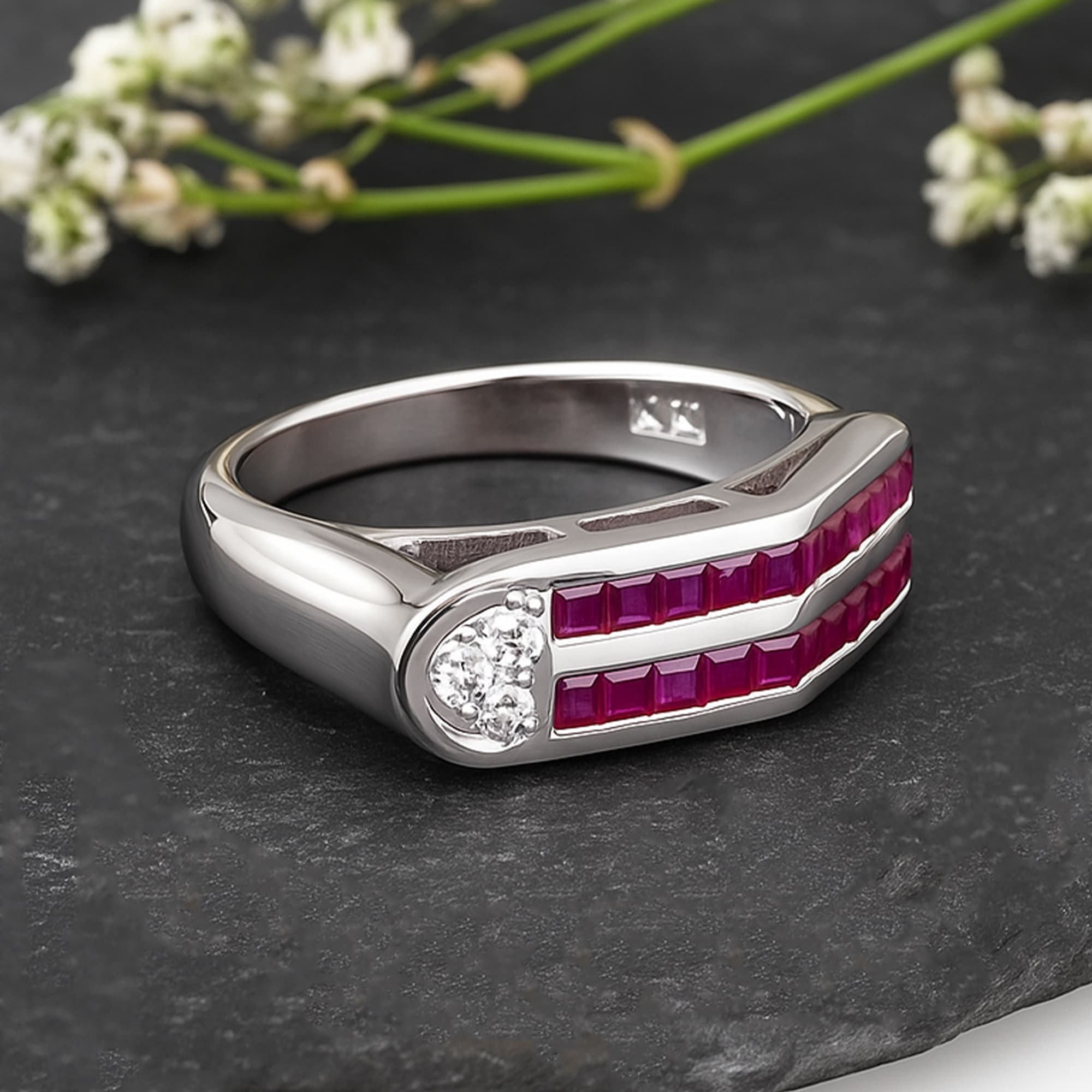 Crimson Horizon Ruby Ring
