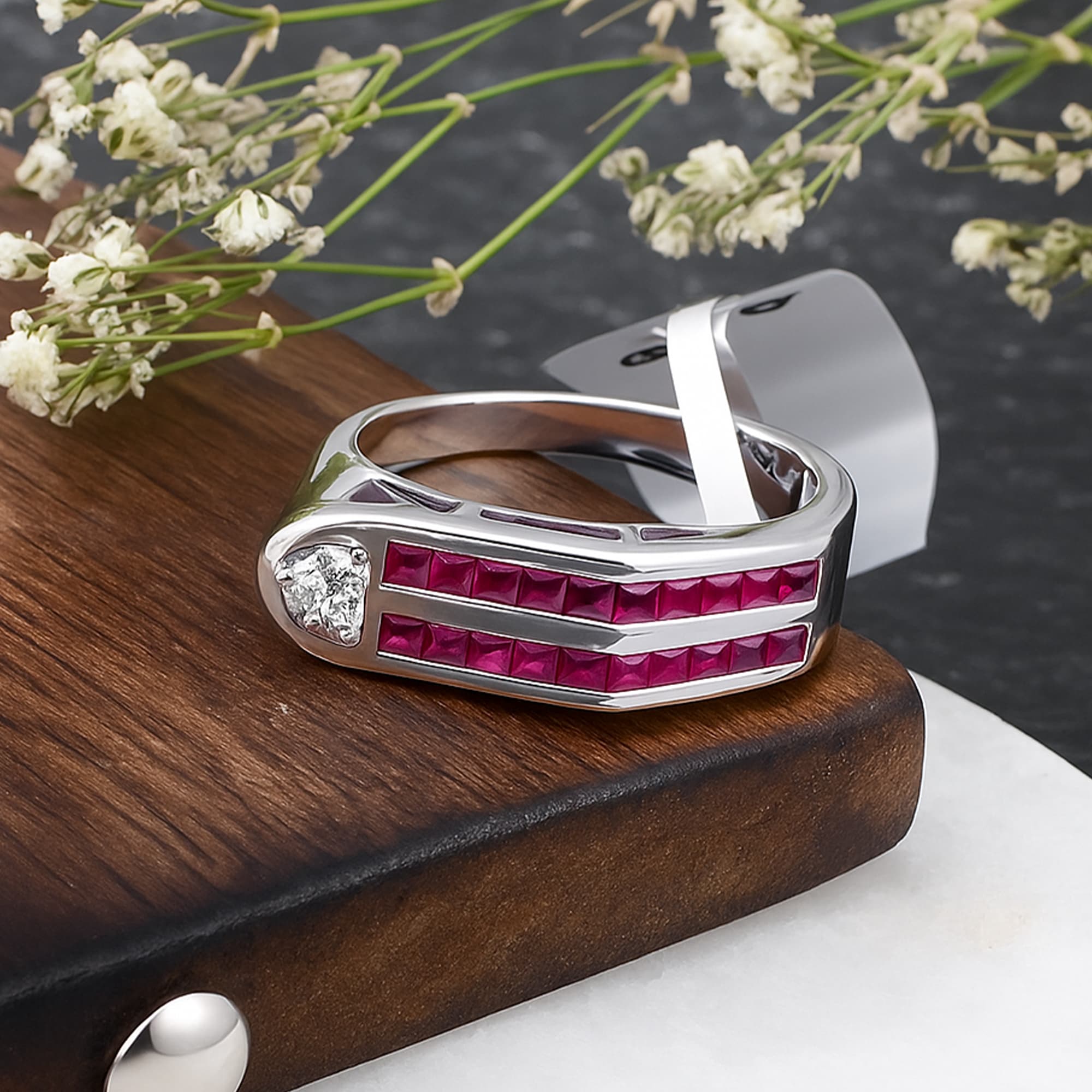 Crimson Horizon Ruby Ring alternate view