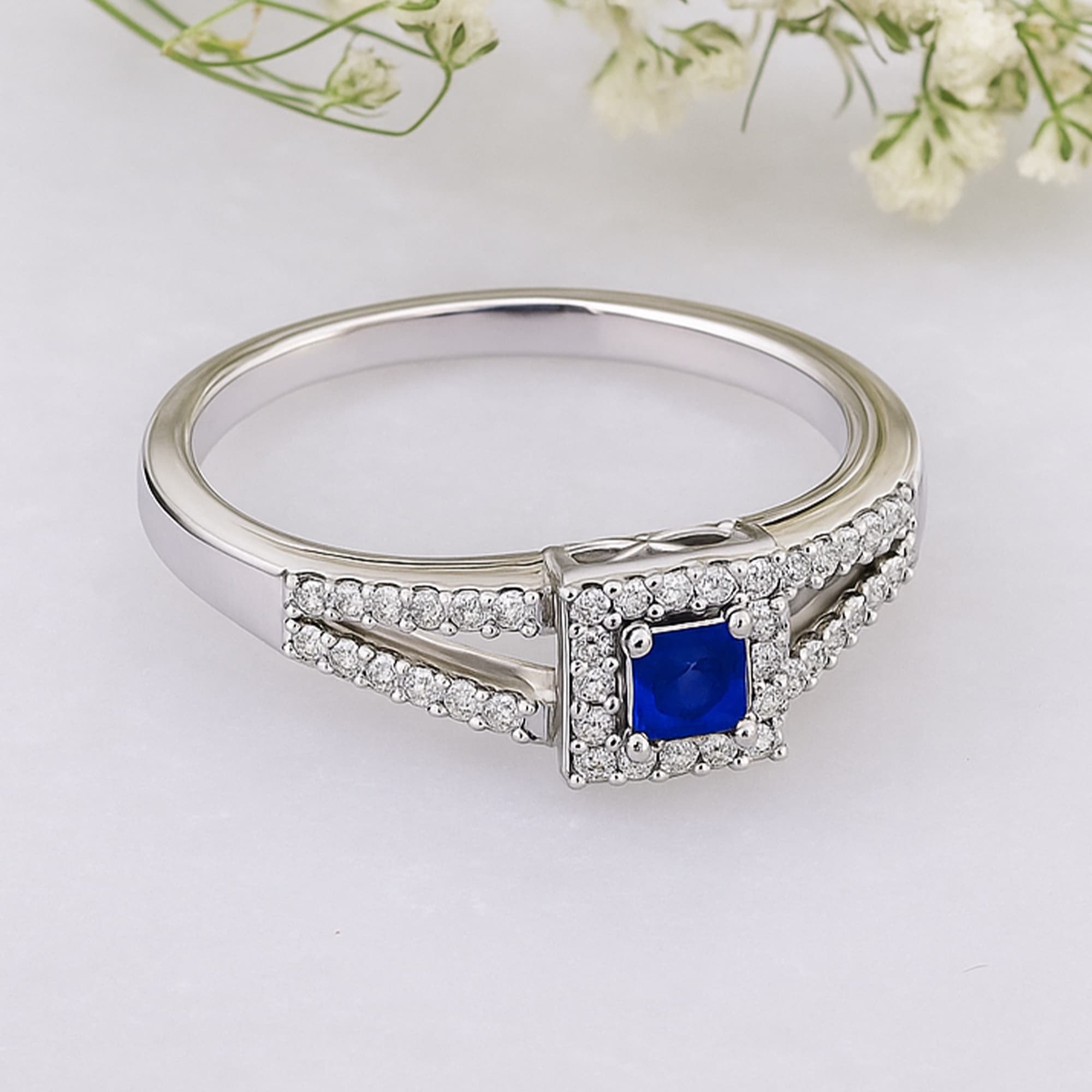Royal Sapphire Halo Ring