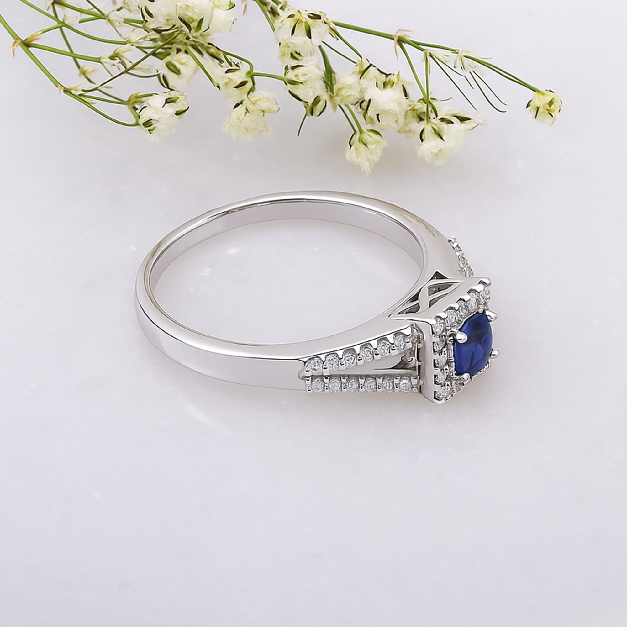 Royal Sapphire Halo Ring alternate view