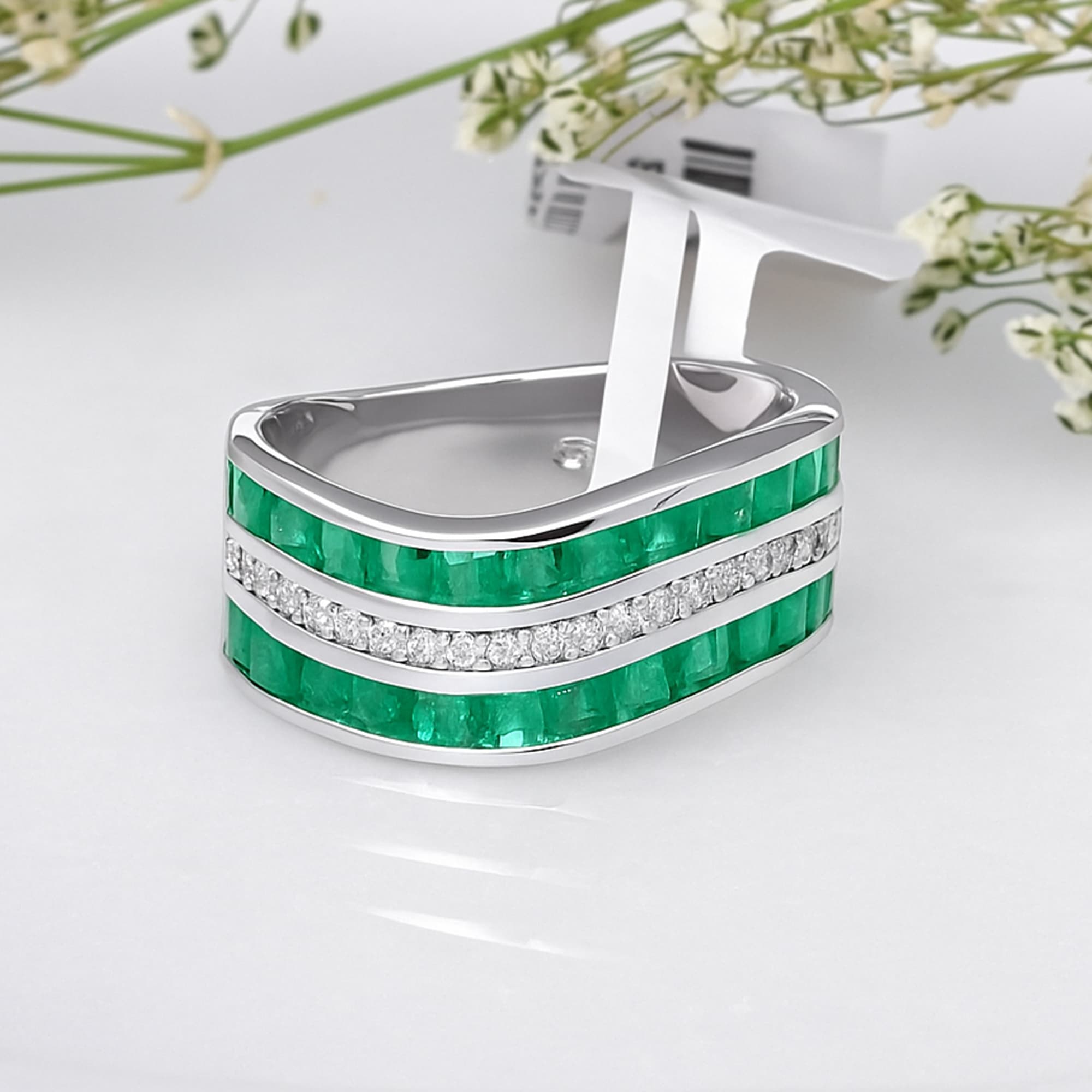 Emerald Symphony Band Ring alternate view