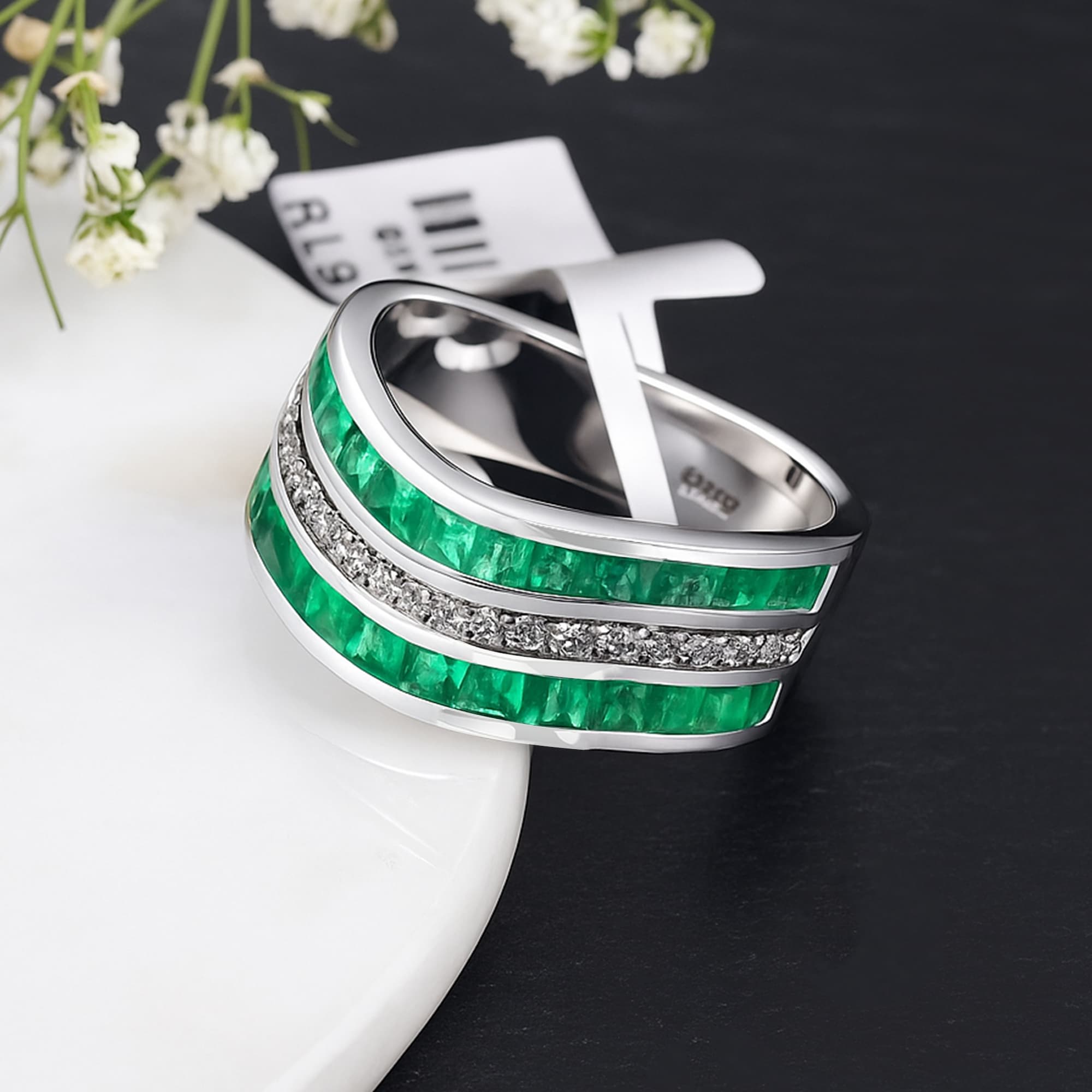 Emerald Symphony Band Ring