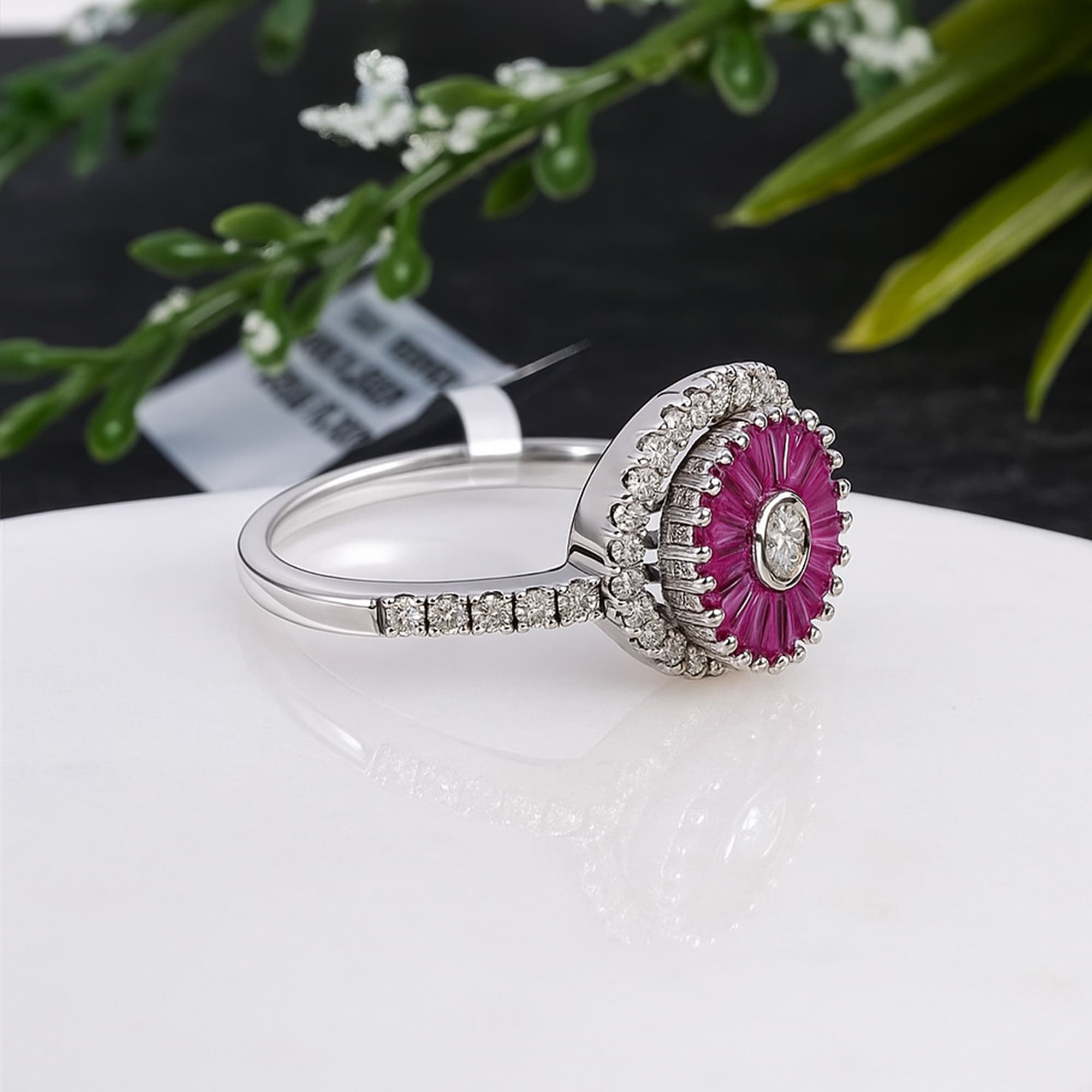 Radiant Ruby Sunburst Ring