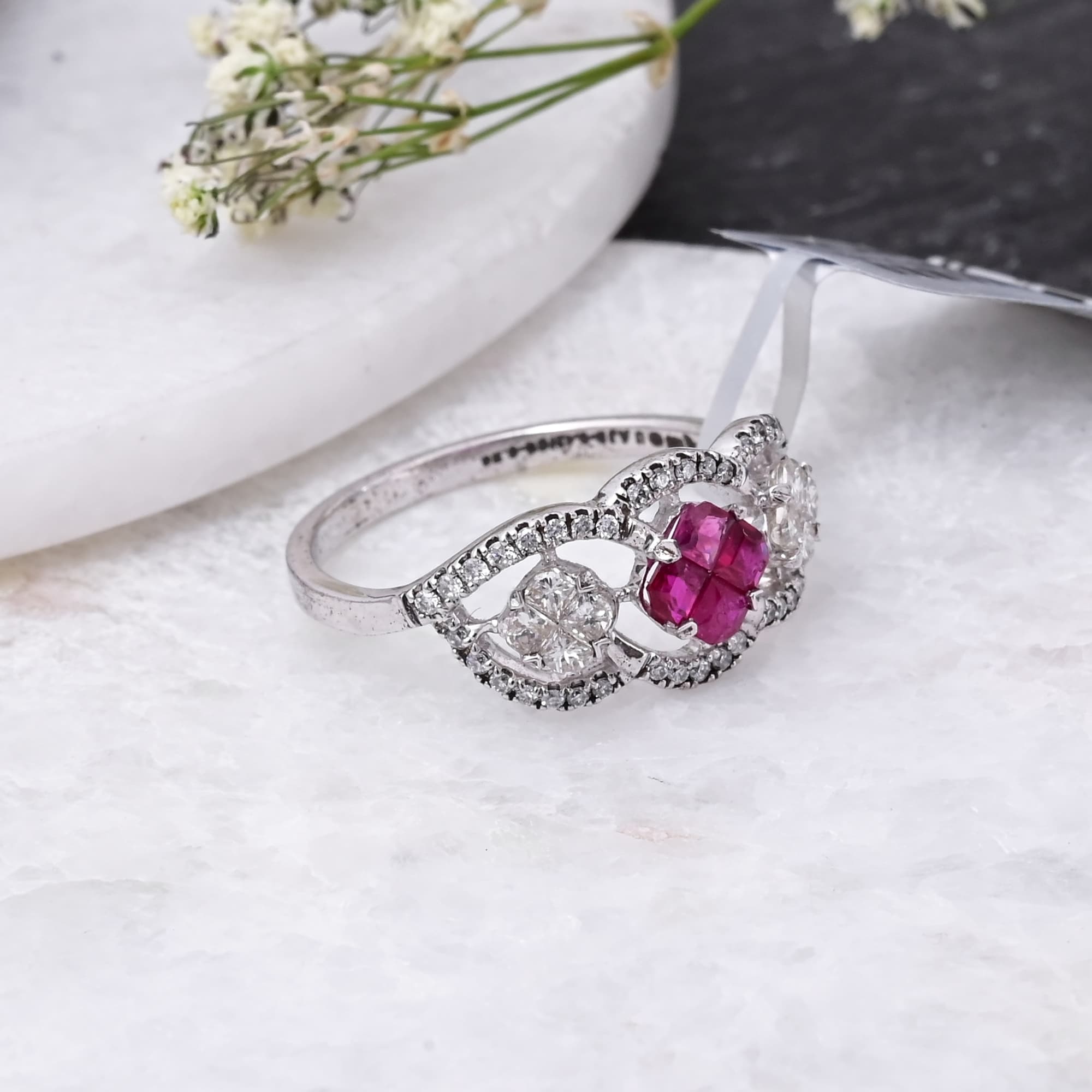 Crimson Orbit Ruby Diamond Ring