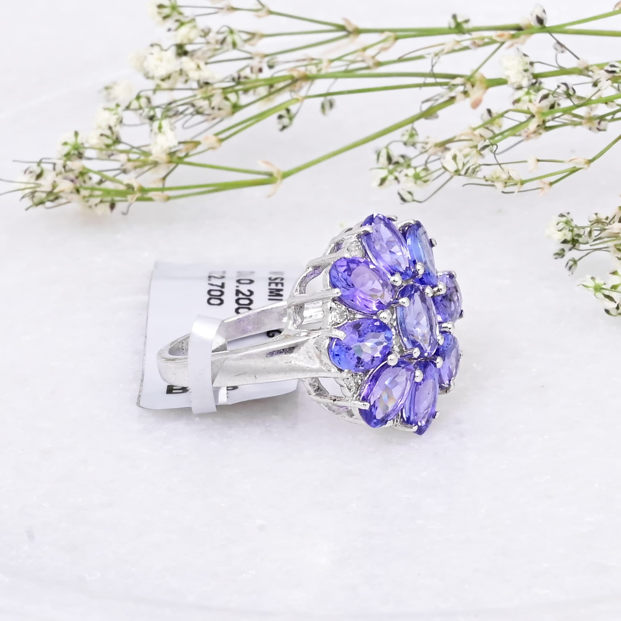 Tanzanite Blossom Cluster Ring alternate view