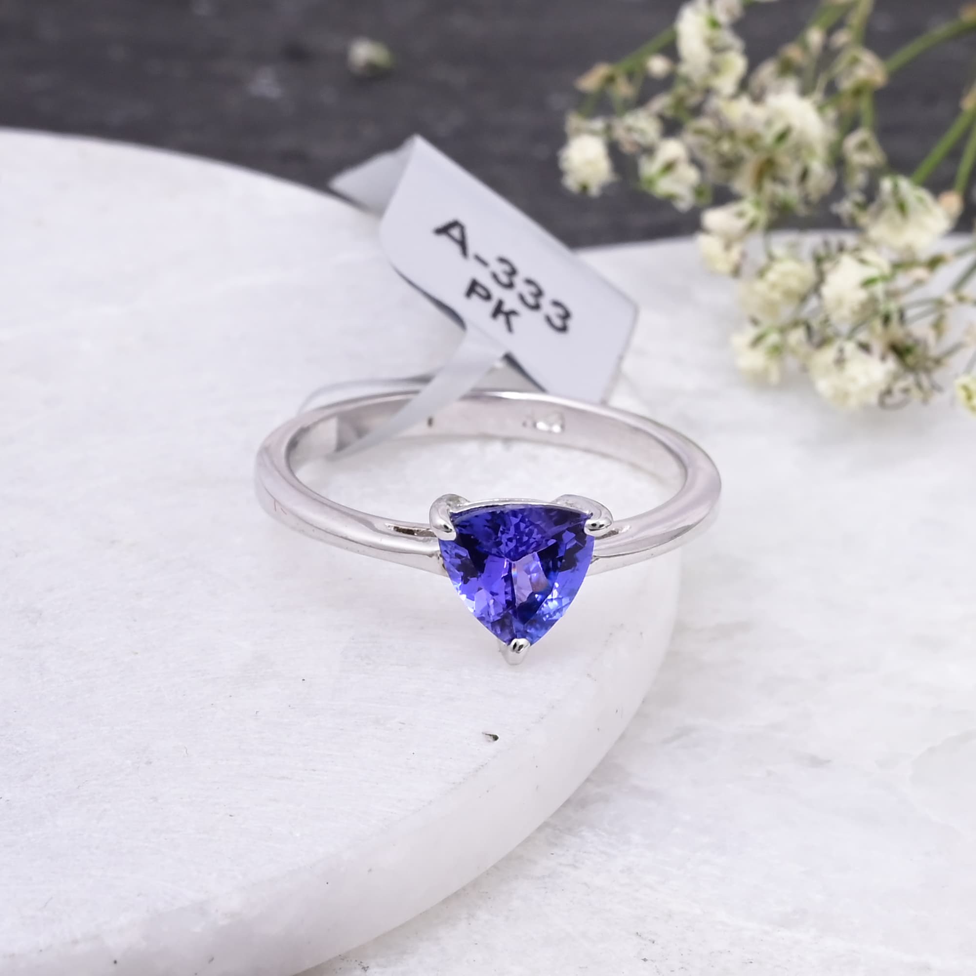 Celestial Trillion Tanzanite Solitaire Ring