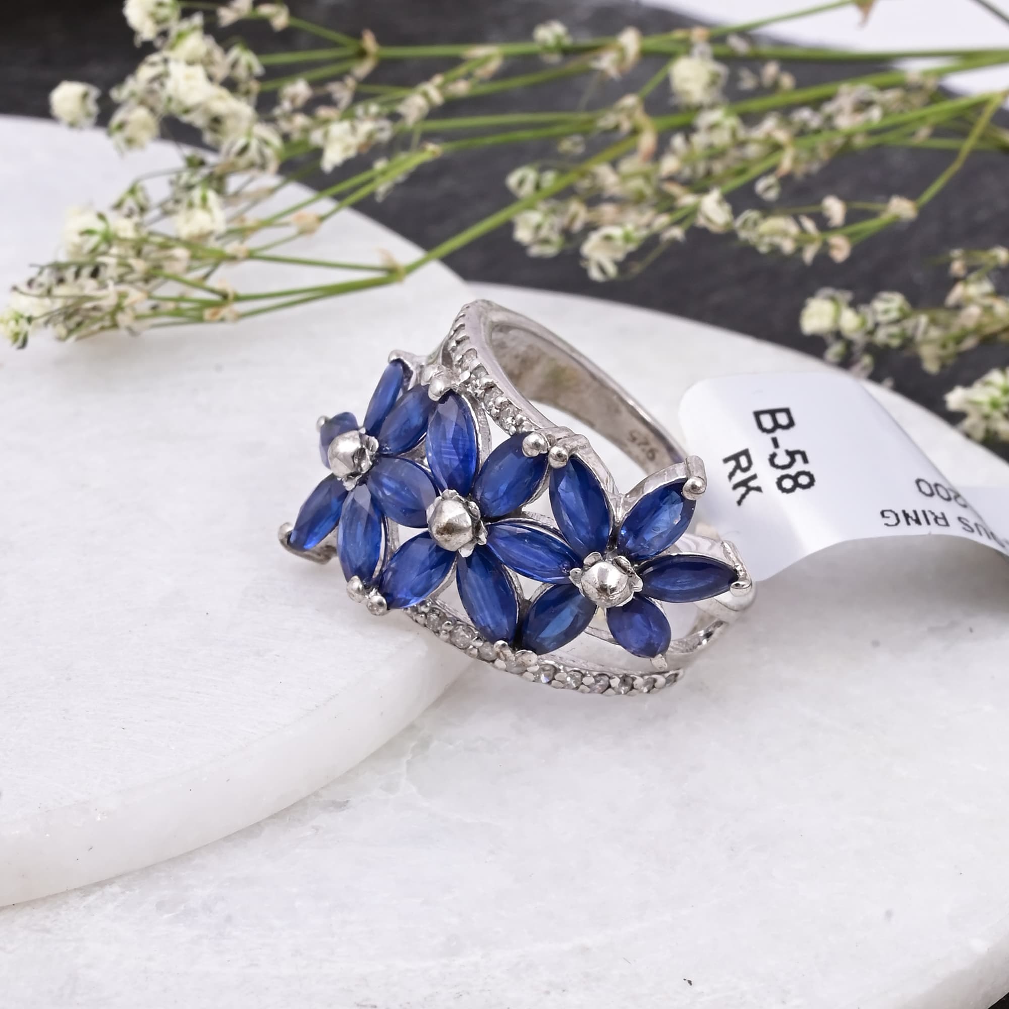 Midnight Sapphire Blossom Ring alternate view