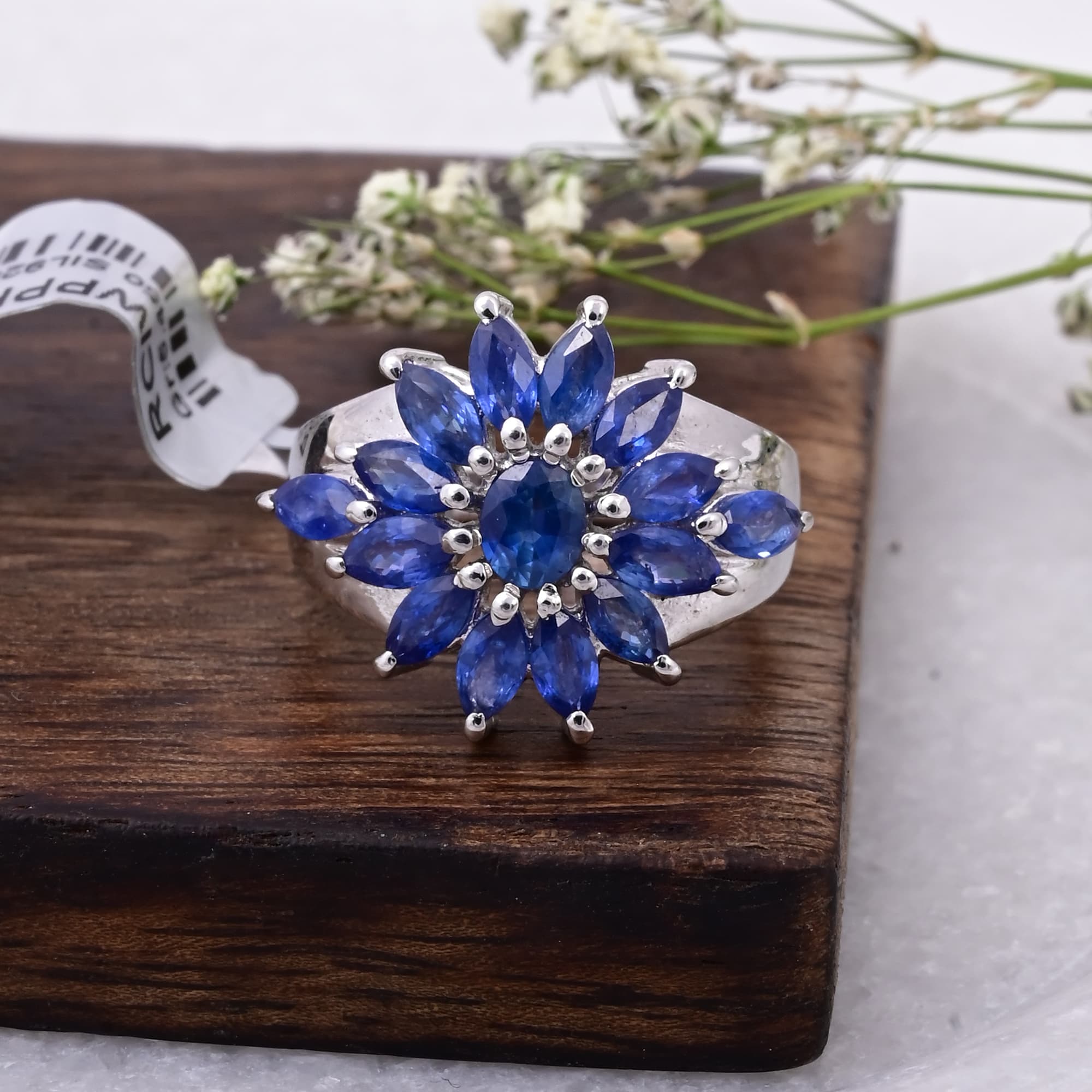 Sapphire Blossom Statement Ring