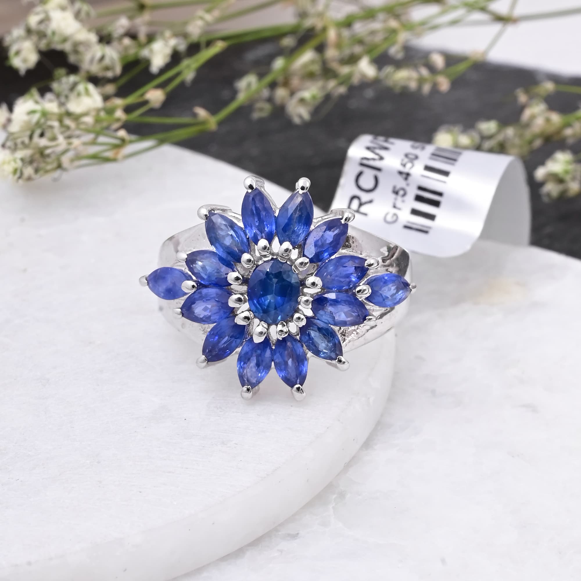 Sapphire Blossom Statement Ring