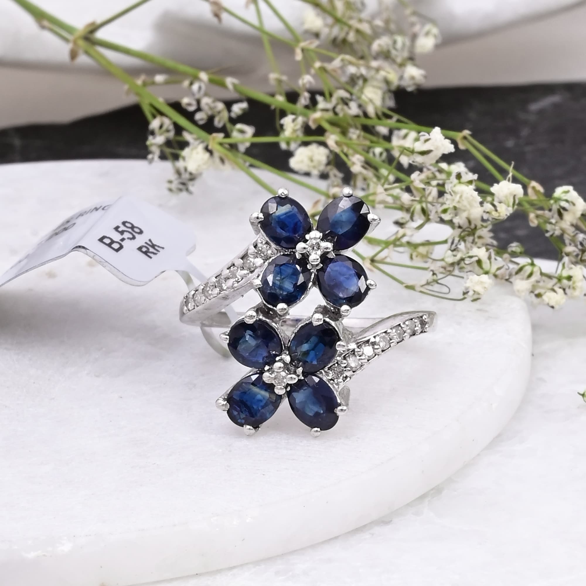 Midnight Sapphire Blossom Ring alternate view