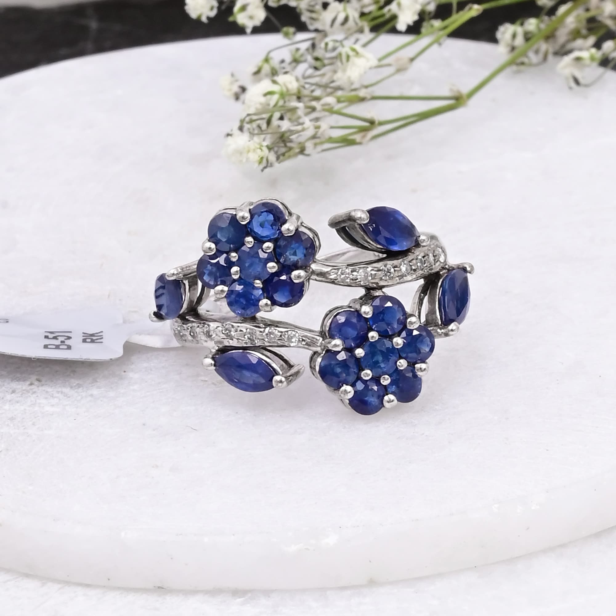 Sapphire Blossom Vine Ring
