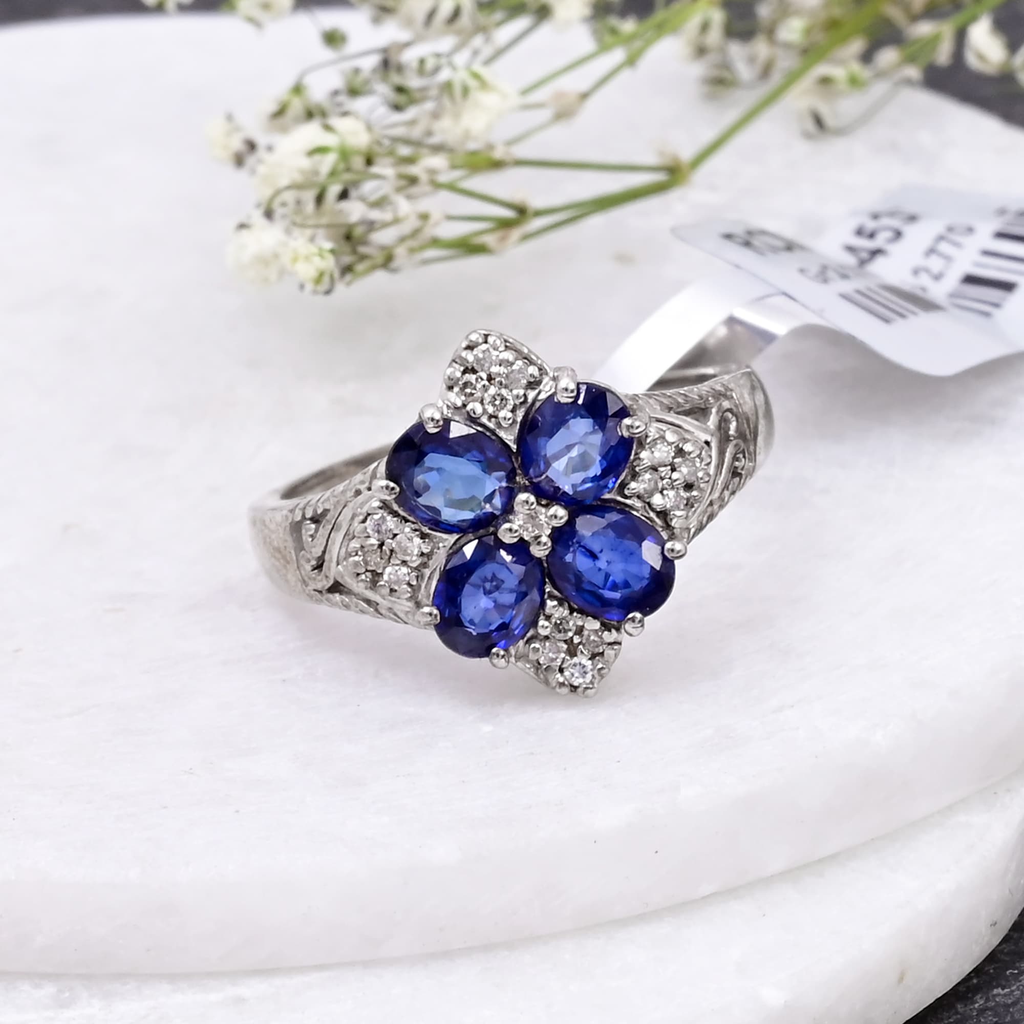 Midnight Blossom Blue Sapphire Ring alternate view