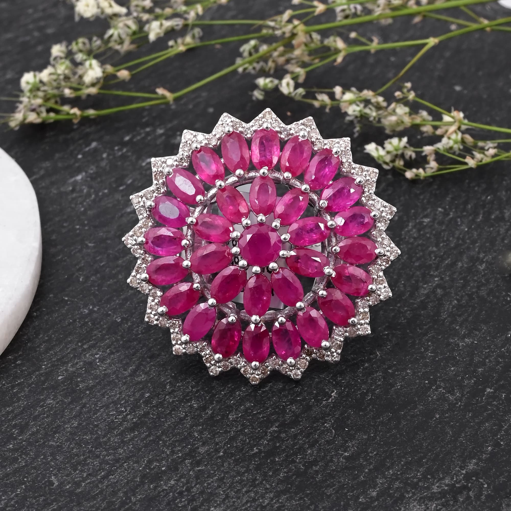 Imperial Ruby Sunburst Ring