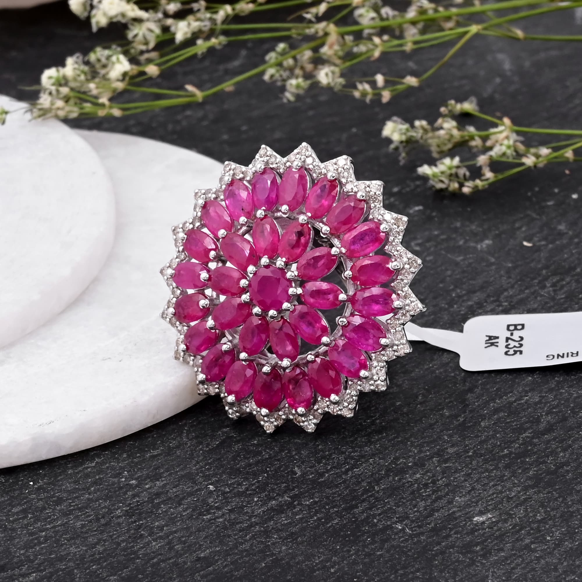 Imperial Ruby Sunburst Ring