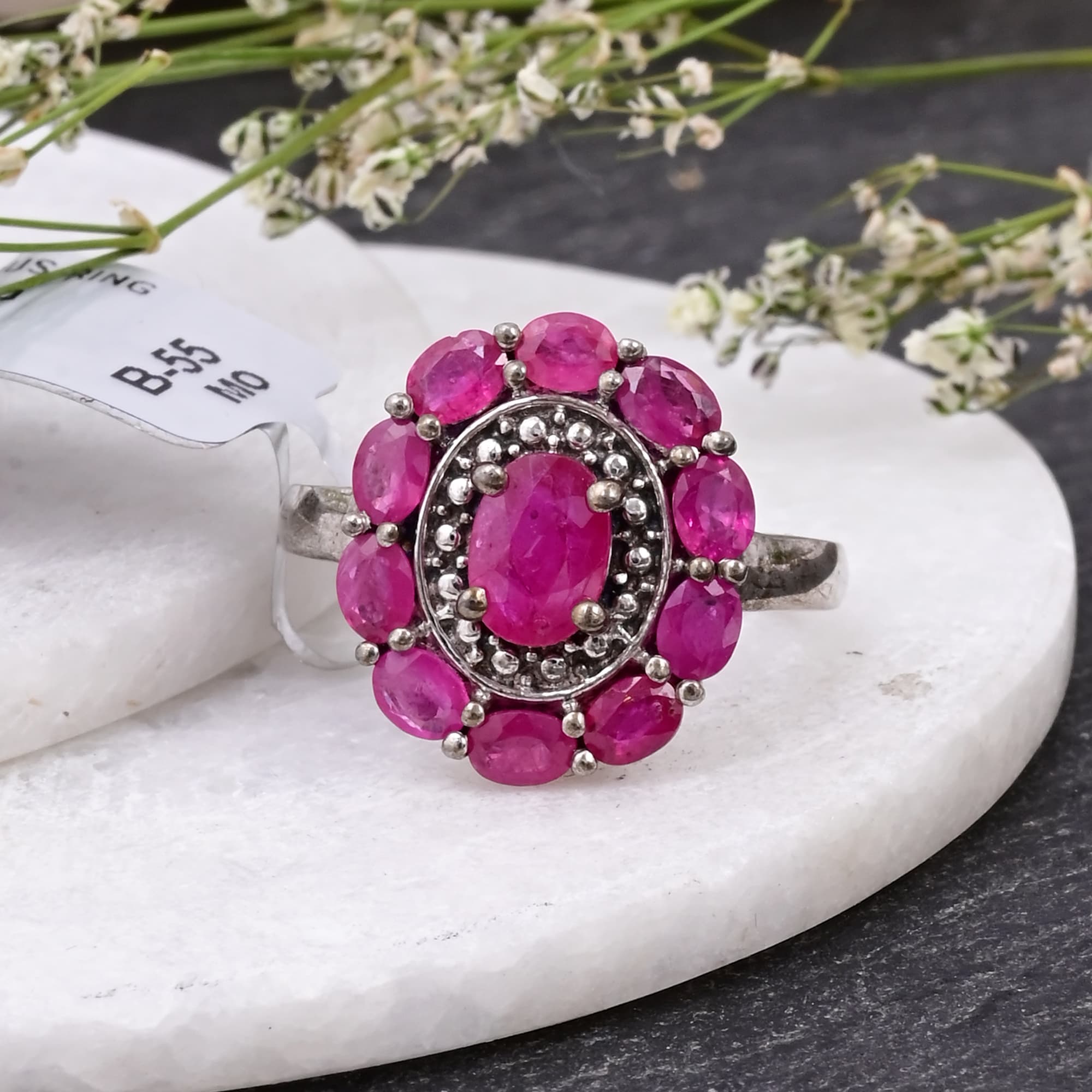 Ruby Halo Blossom Ring
