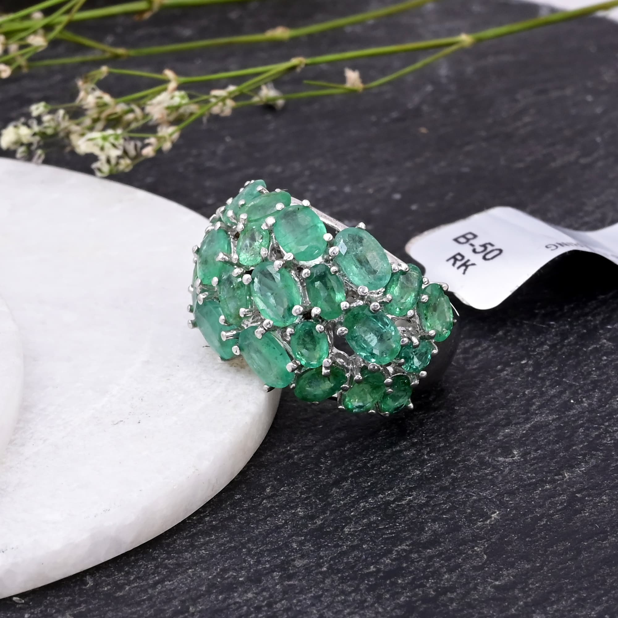 Emerald Cascade Statement Ring