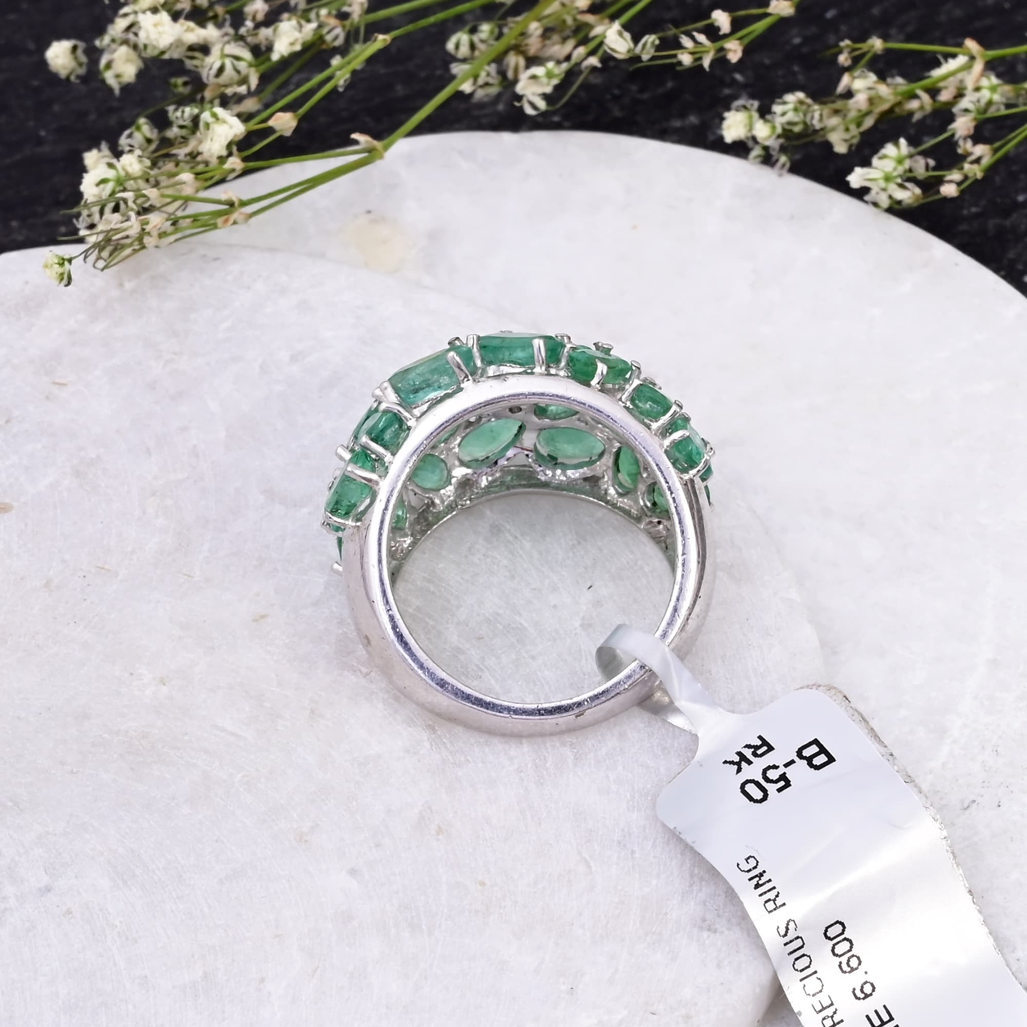 Emerald Cascade Statement Ring