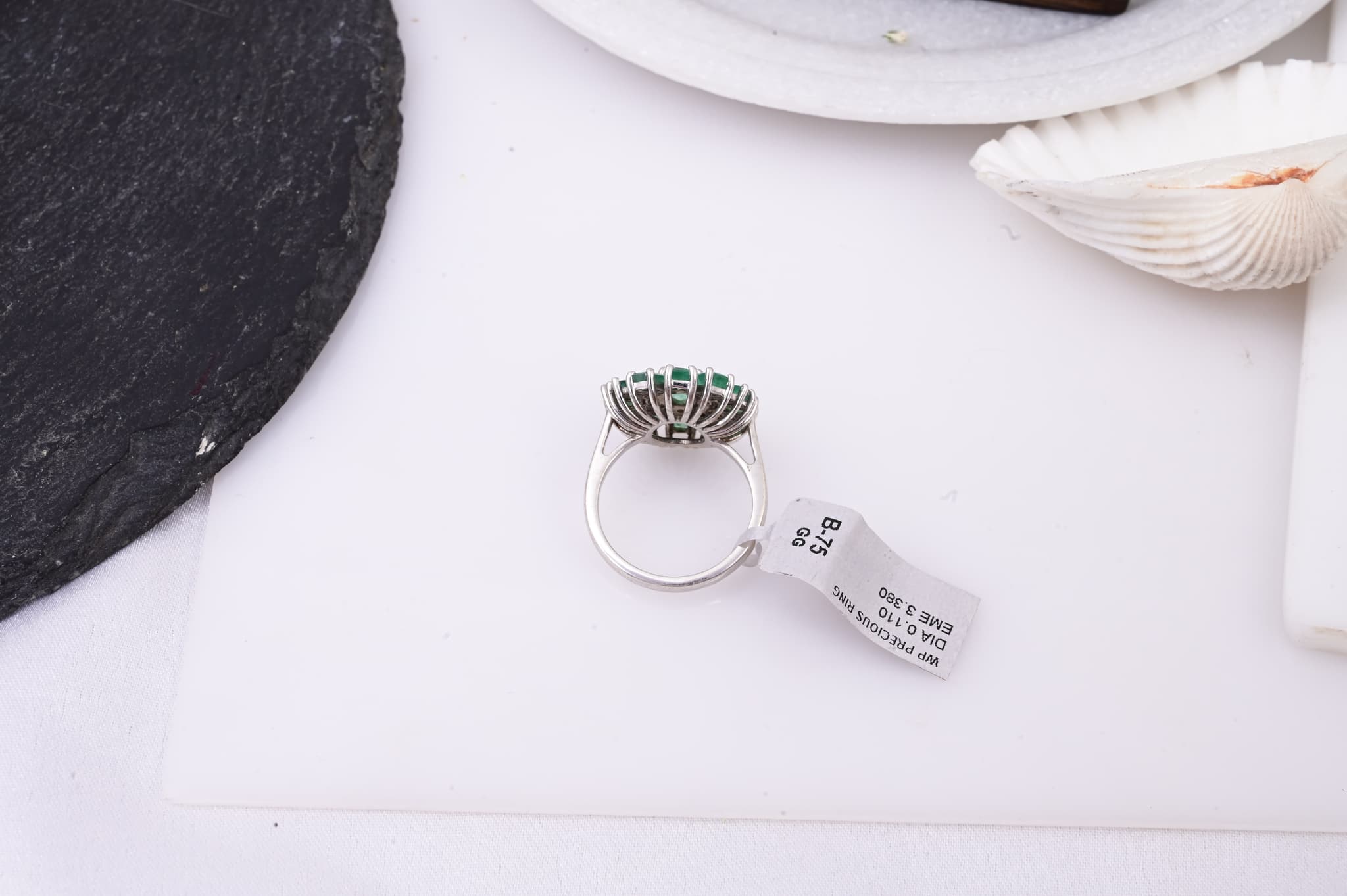 Emerald Sunburst Halo Ring