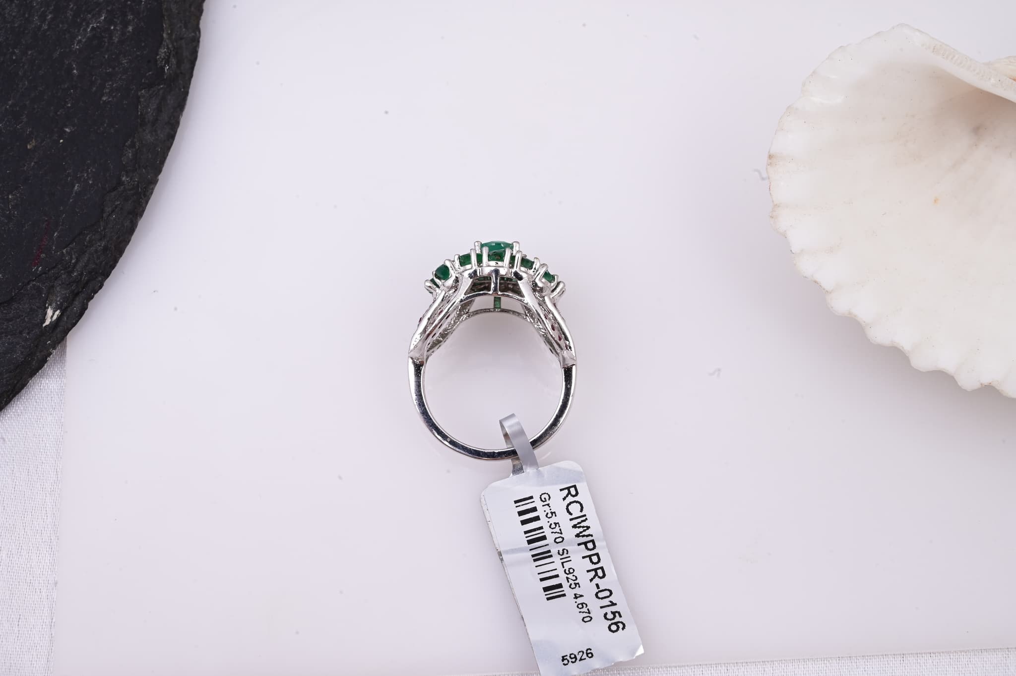 Emerald Blossom Ruby Accent Ring