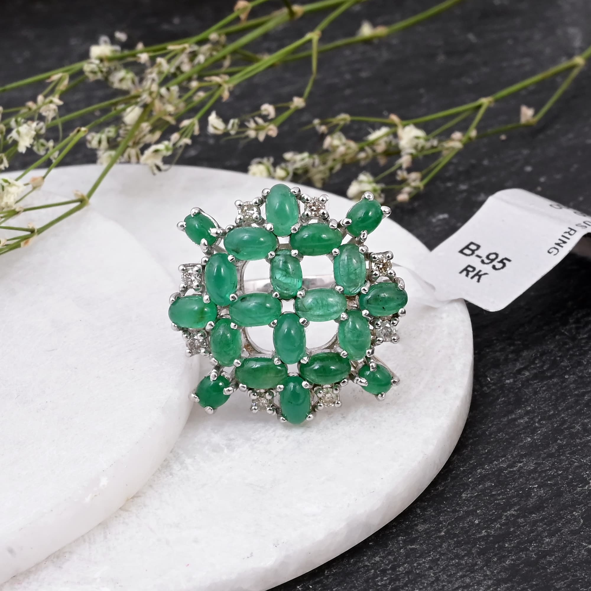 Emerald Garden Cabochon Ring alternate view