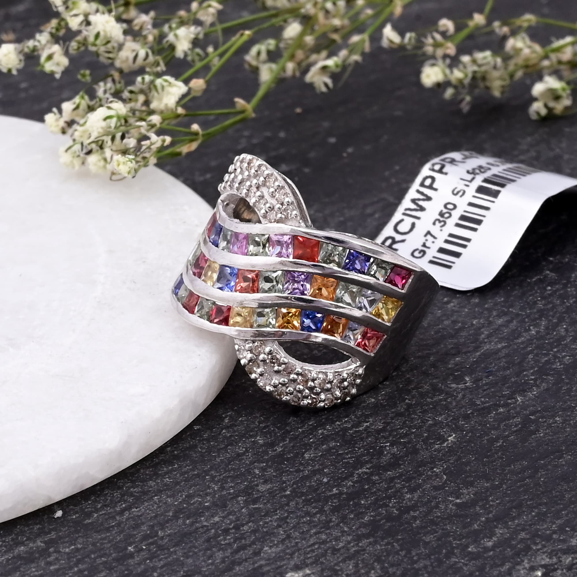 Rainbow Sapphire Wave Ring alternate view