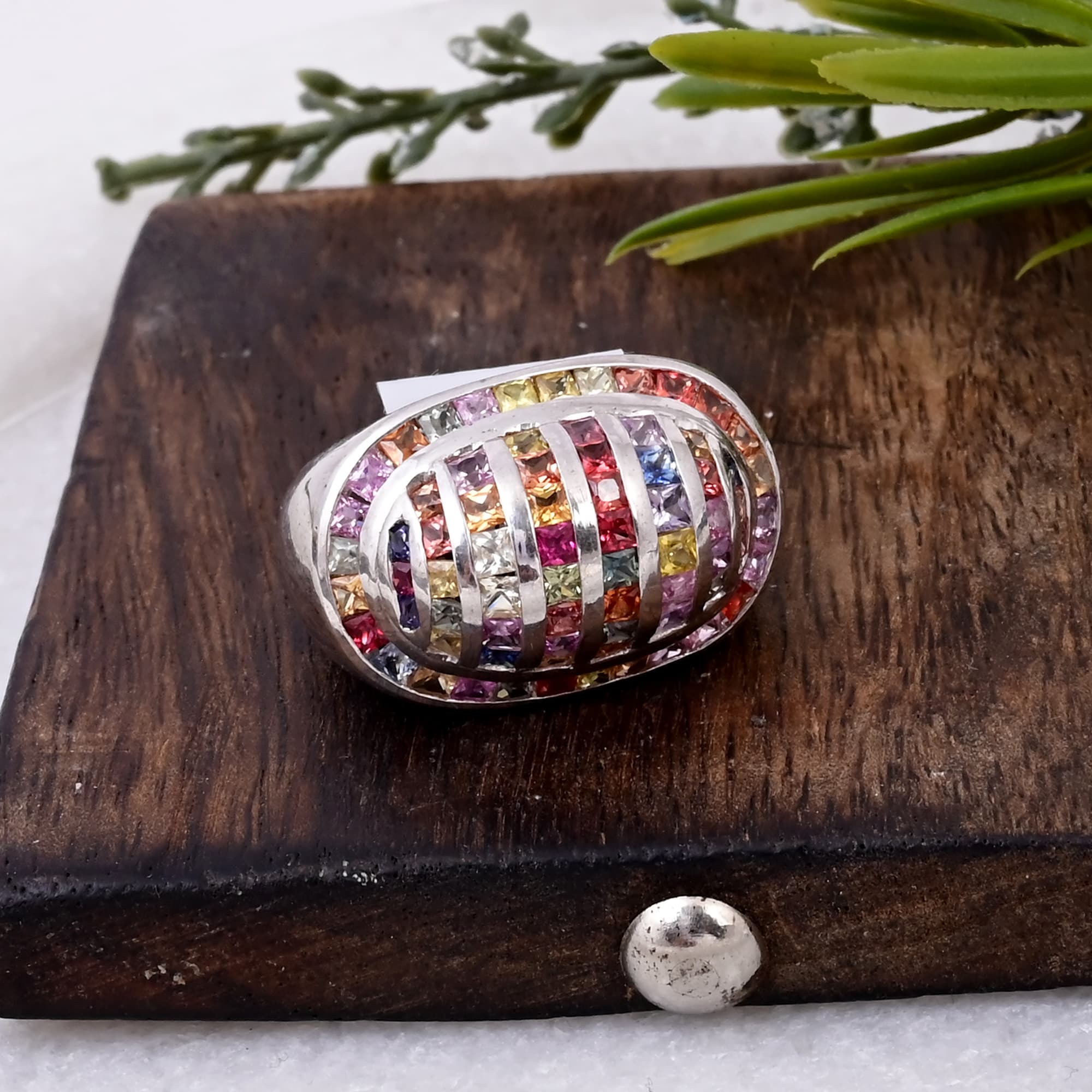 Prismatic Sapphire Dome Ring