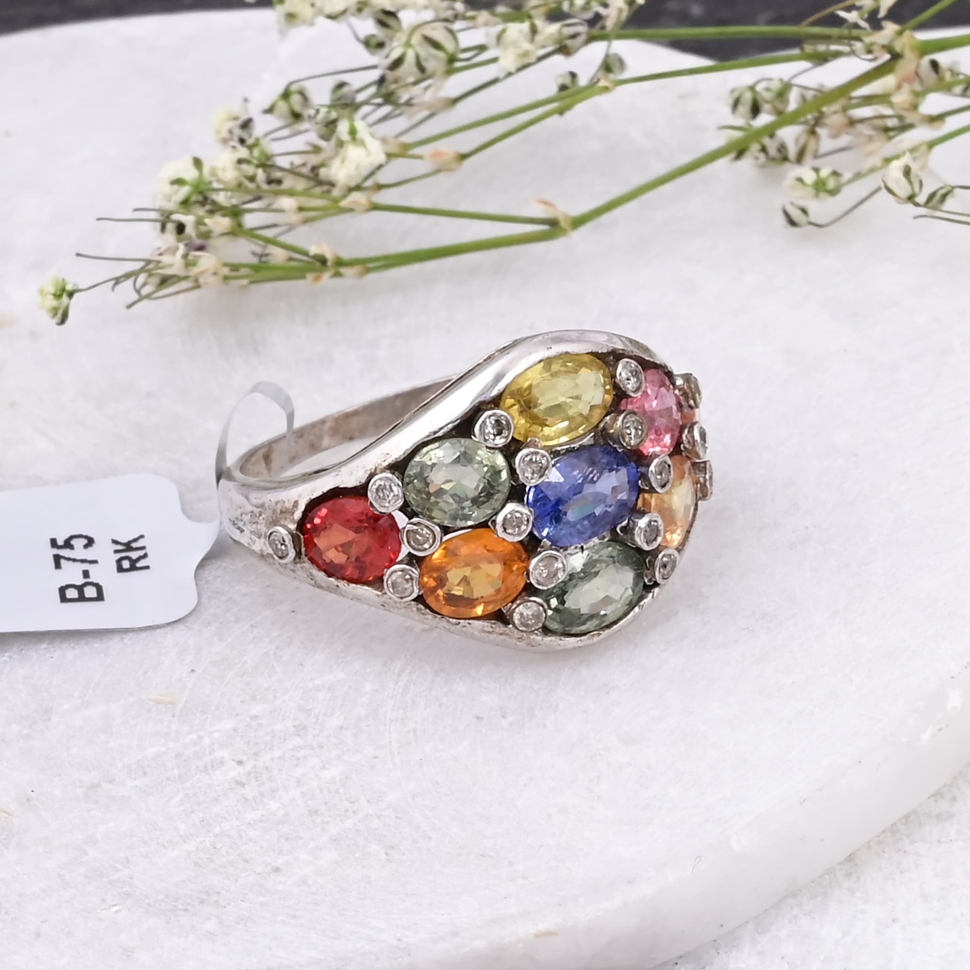 Prismatic Sapphire Mosaic Ring