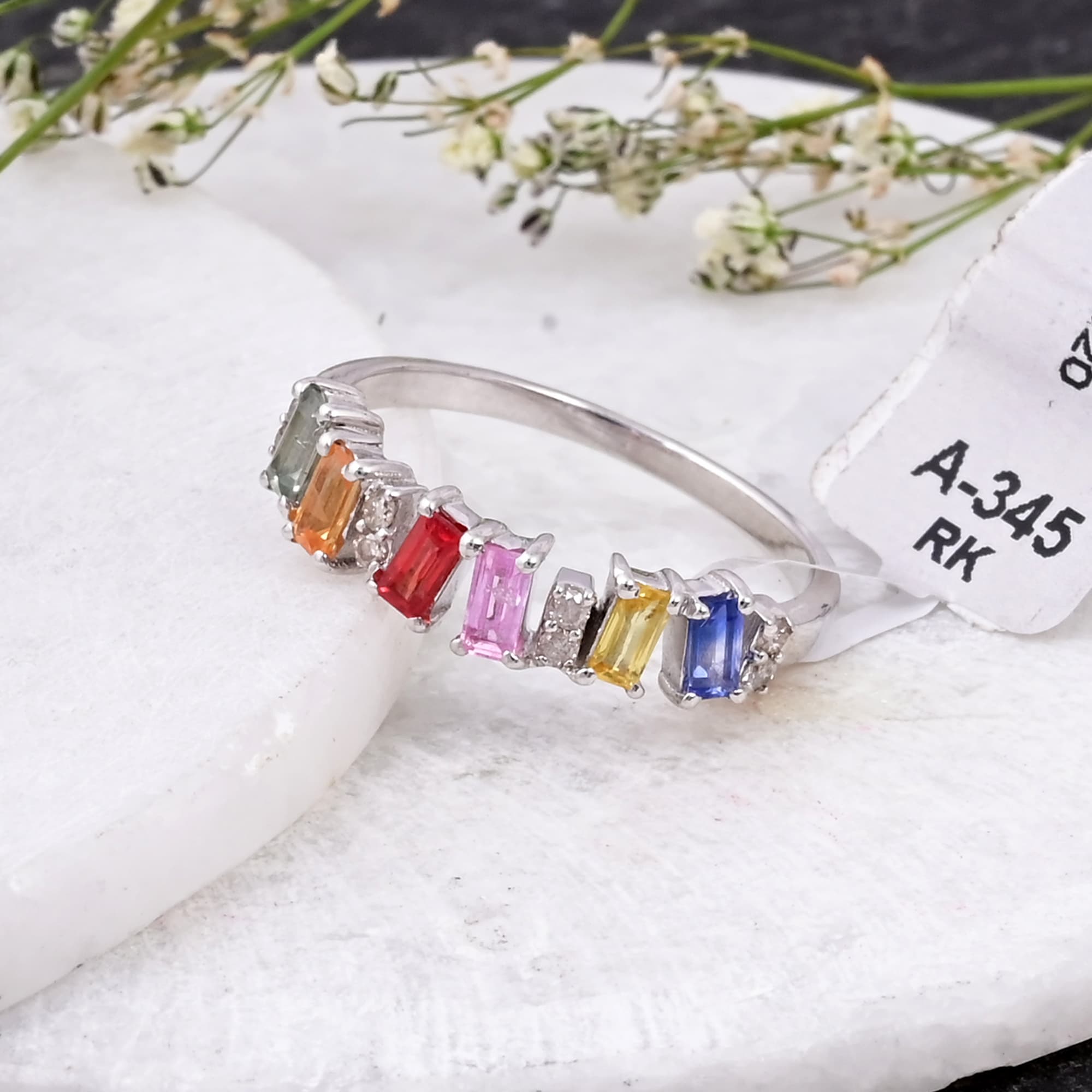 Spectrum Bar Multi Sapphire Ring