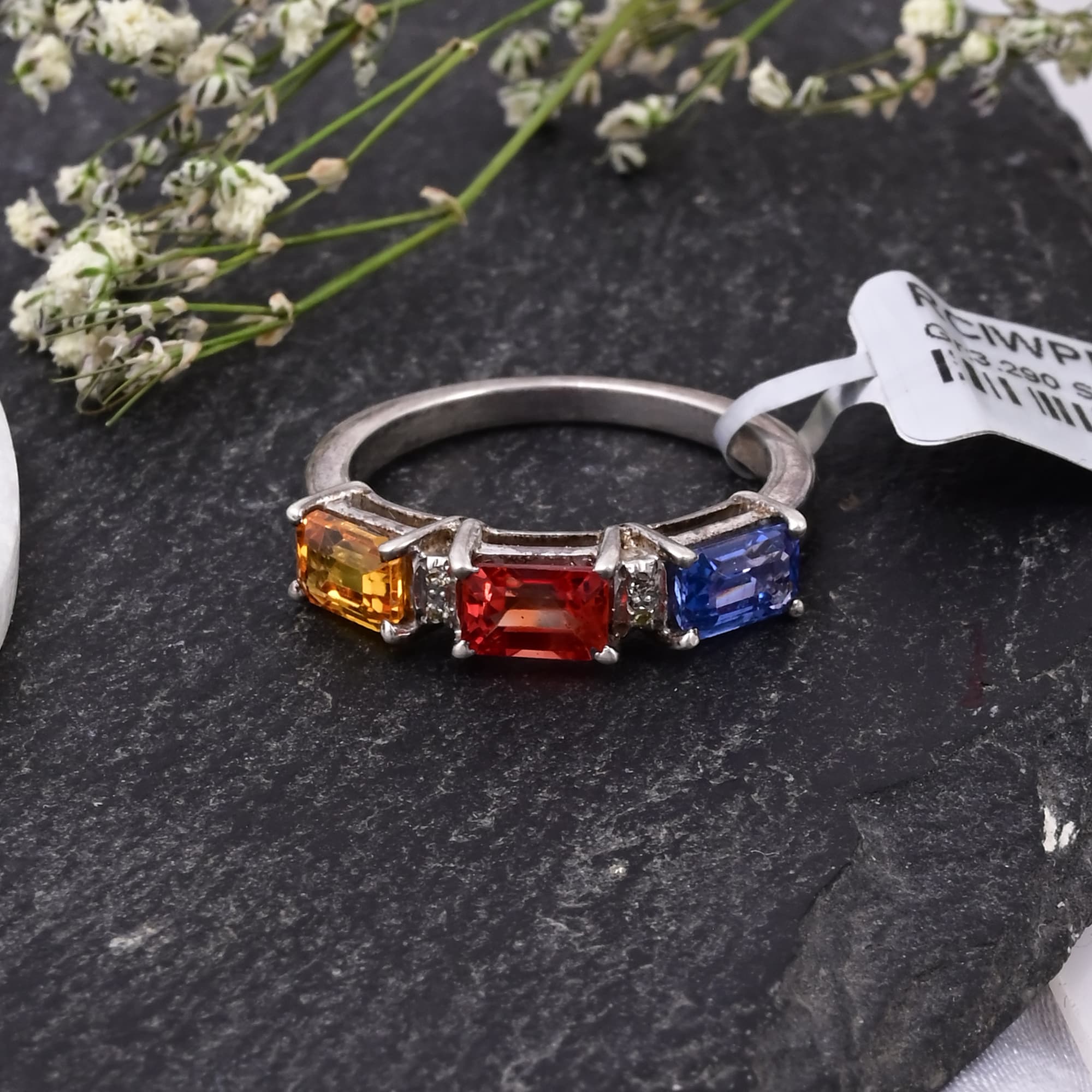 Trinity Spectrum Sapphire Ring