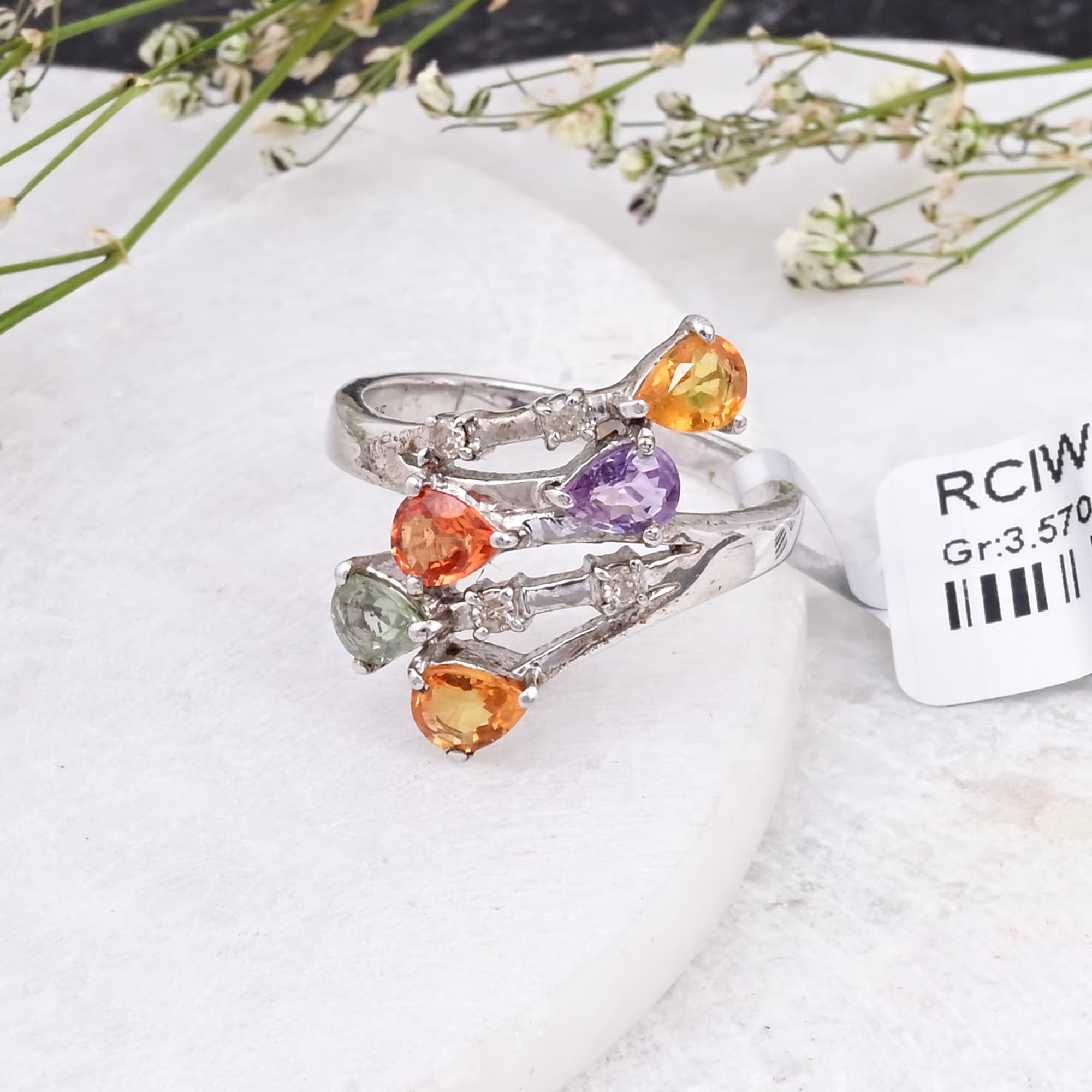 Aurora Cascade Multi Sapphire Ring