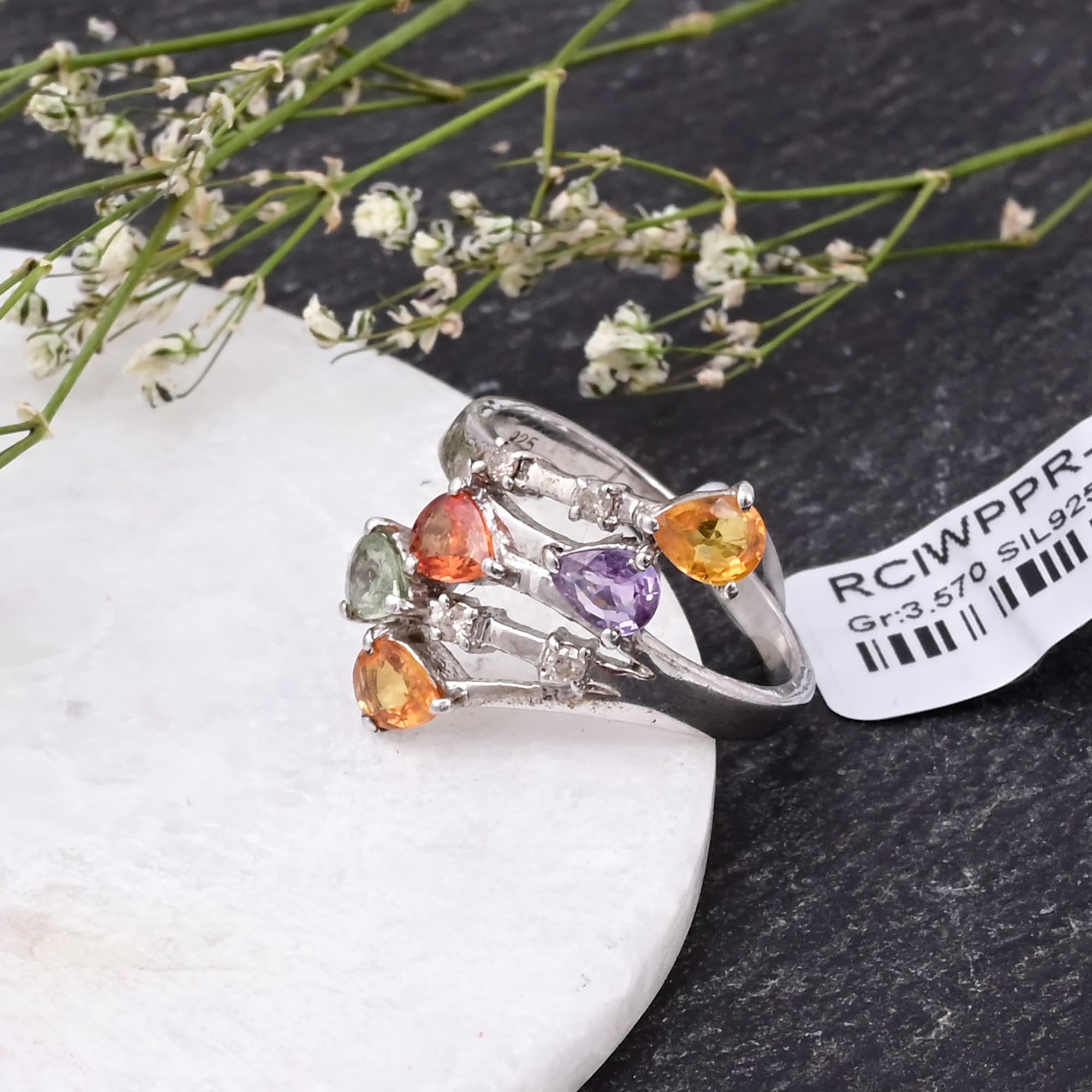 Aurora Cascade Multi Sapphire Ring alternate view