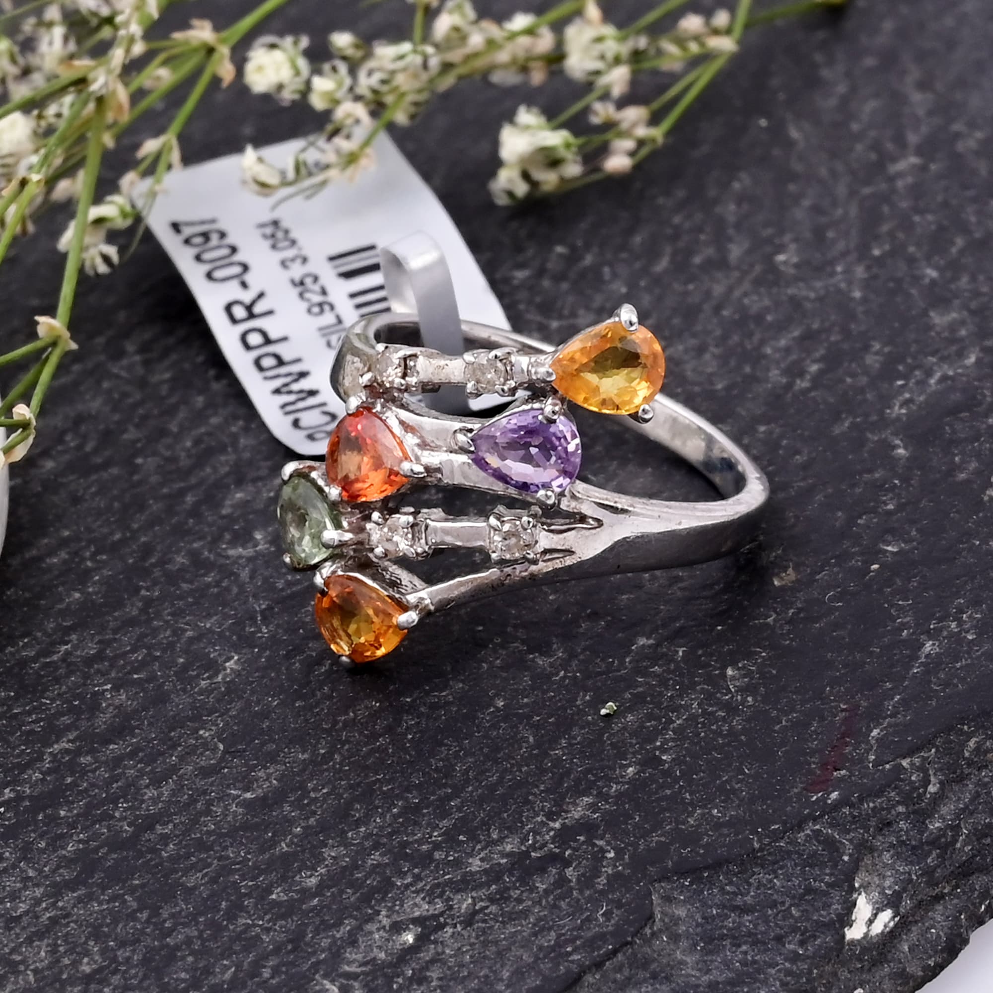 Aurora Cascade Multi Sapphire Ring