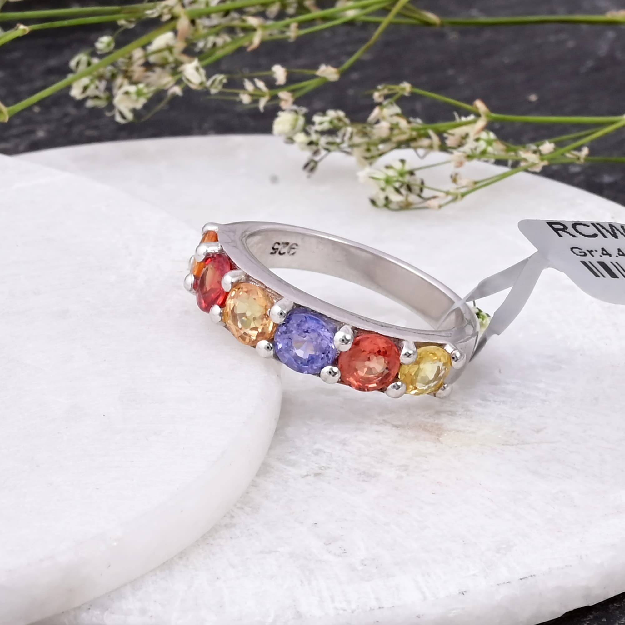 Rainbow Harmony Sapphire Band Ring alternate view