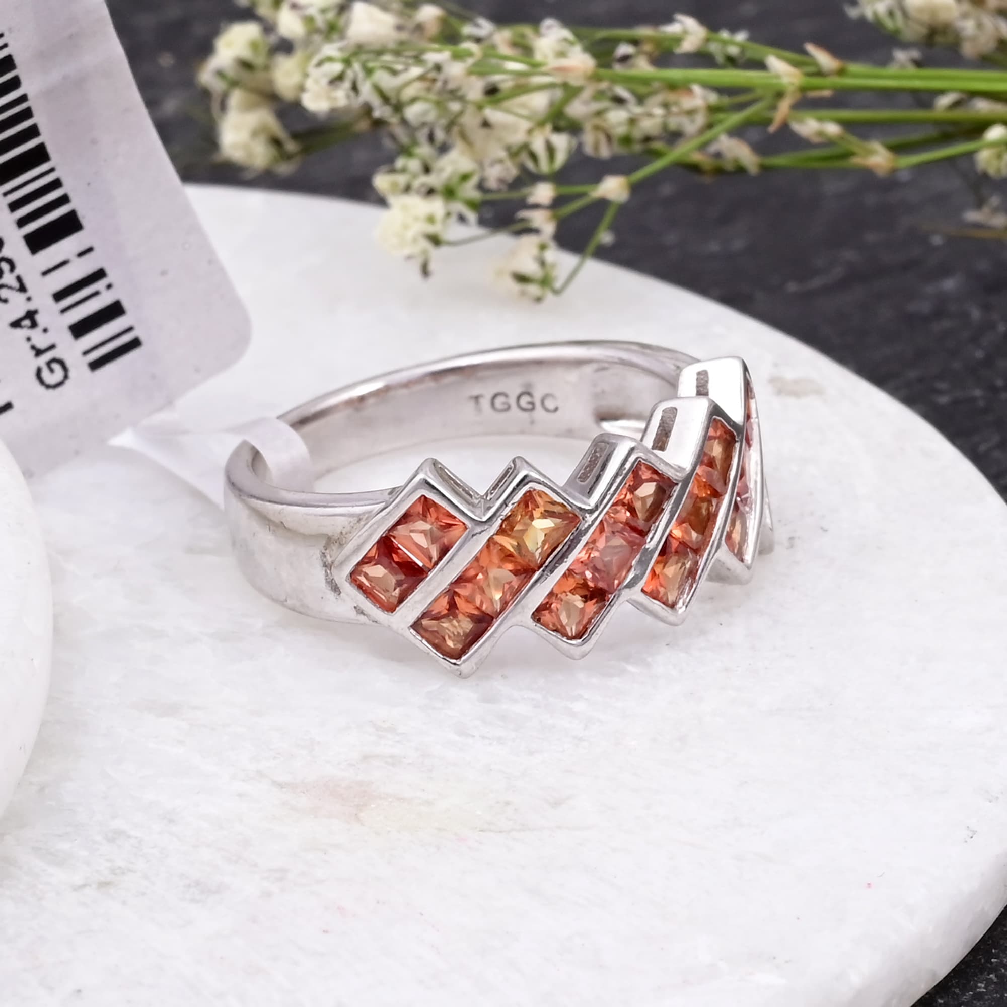 Sunset Cascade Orange Sapphire Ring alternate view