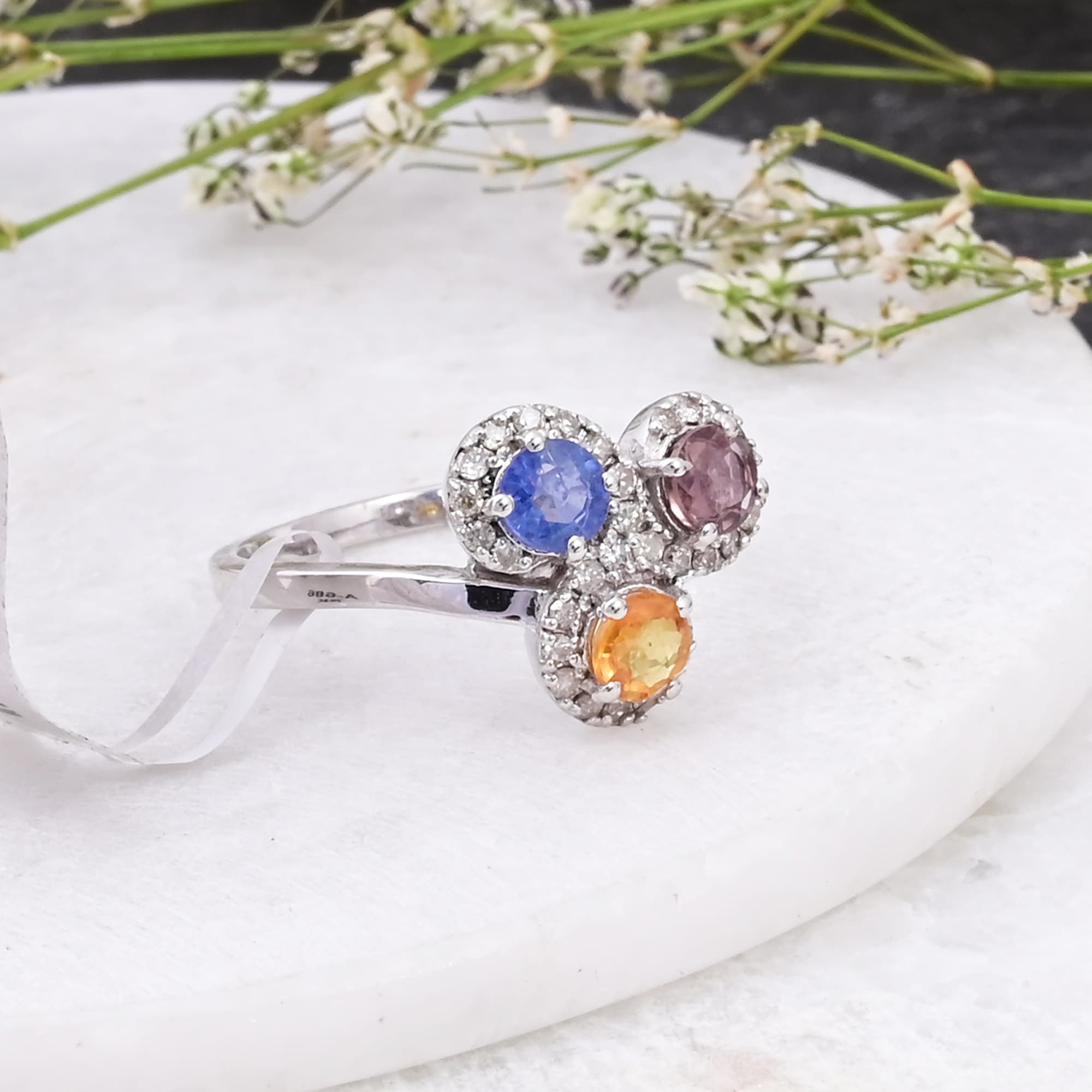 Celestial Sapphire Diamond Trio Ring alternate view