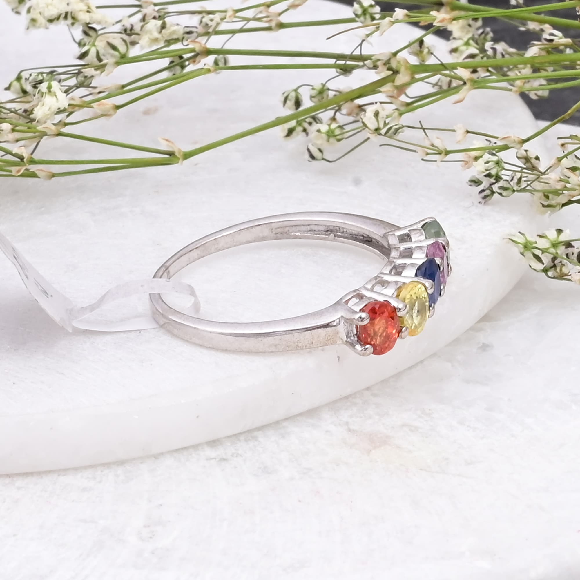 Rainbow Sapphire Five Stone Ring alternate view
